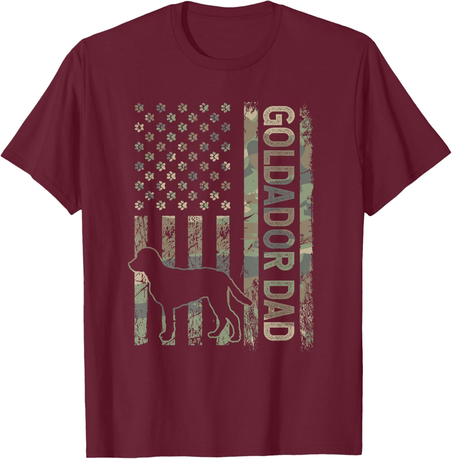 Patriotic Goldador Dad USA Flag Camo Crossbreed Lover T-Shirt - T-Shirt | Maroon