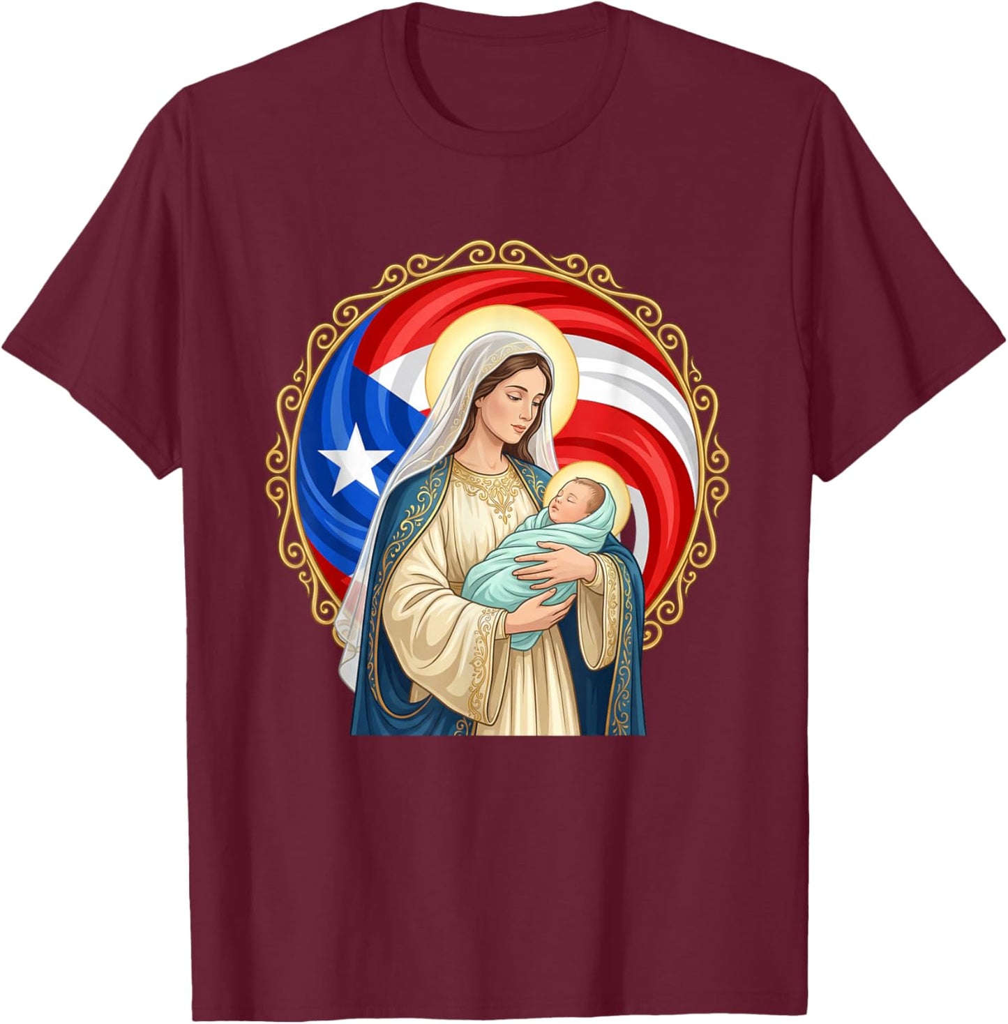 Virgen de La Providencia. Patrona de Puerto Rico T-Shirt - T-Shirt | Maroon