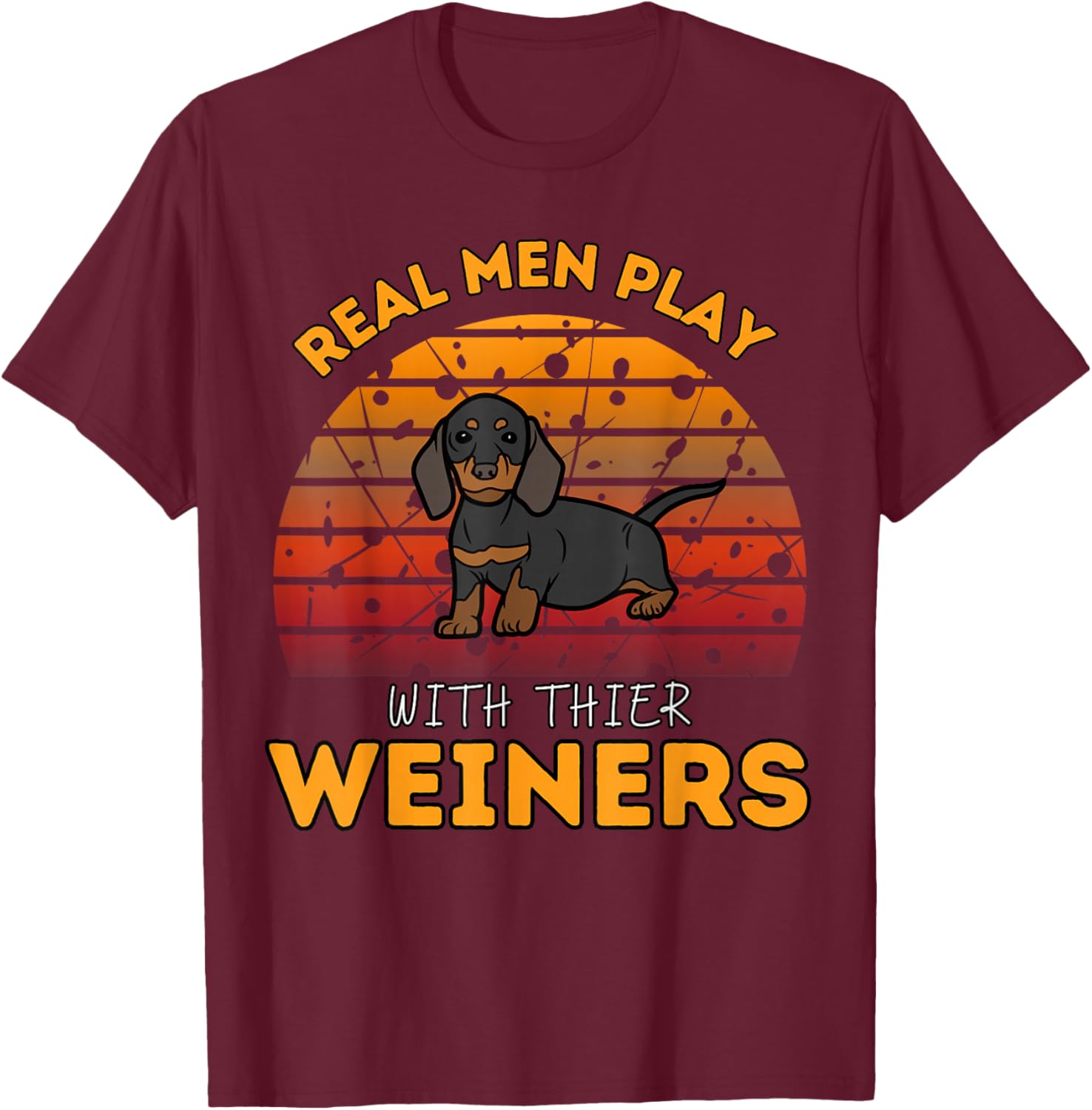 I Love My Little Weiner Funny Dog Dachshund Perfect T-Shirt - T-Shirt | Maroon