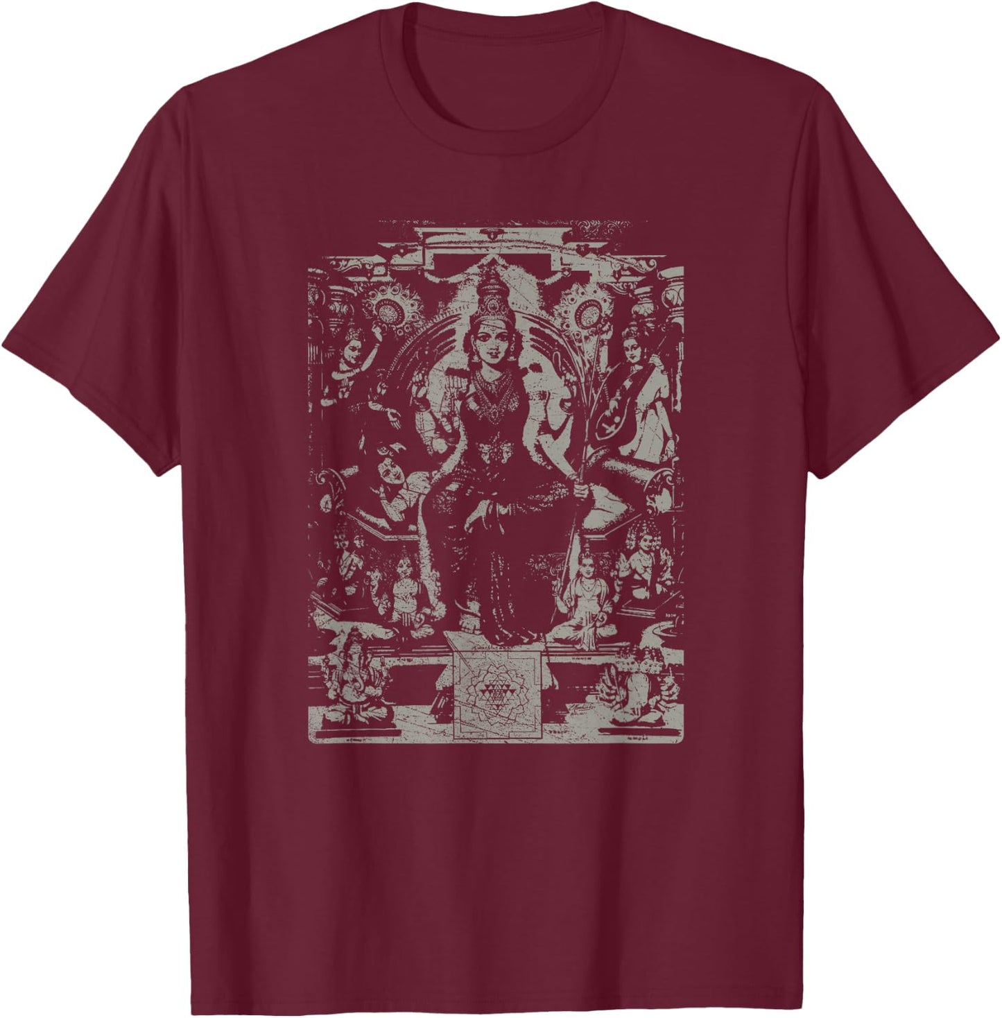 Hindu Book Tripura Upanishad - Sacred Sri Yantra T-Shirt - T-Shirt | Maroon
