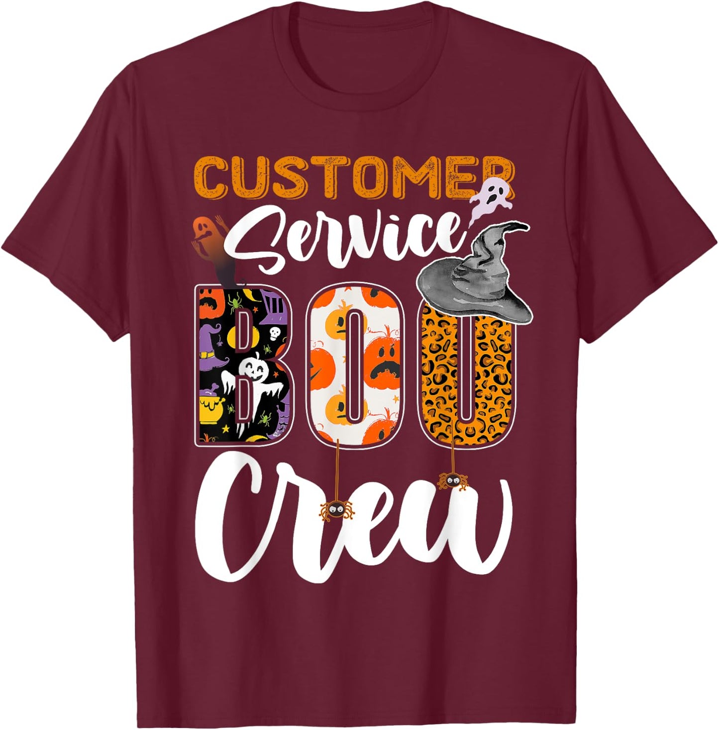 Customer Service Boo Crew Halloween Matching Specialist T-Shirt - T-Shirt | Maroon