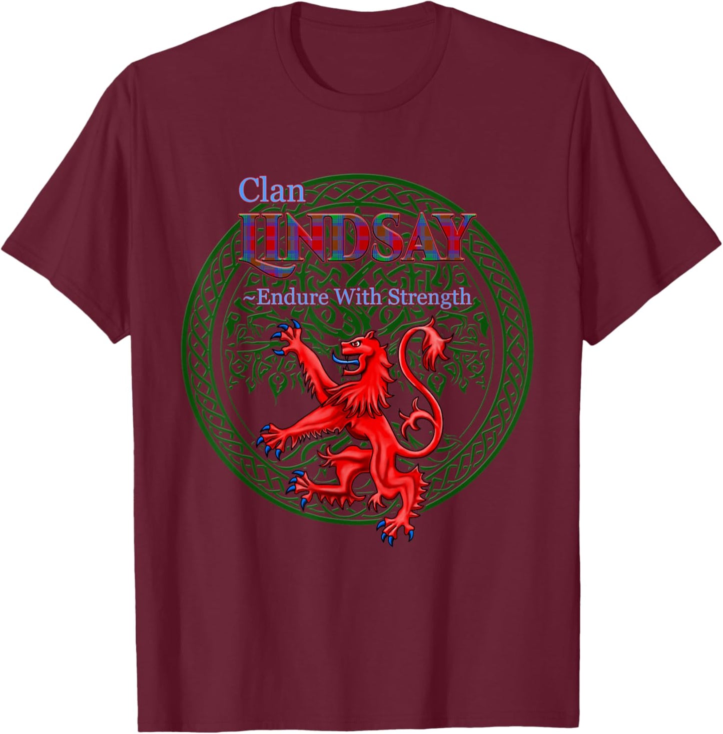 Lindsay Scottish Clan Pride Family Motto T-Shirt - T-Shirt | Maroon