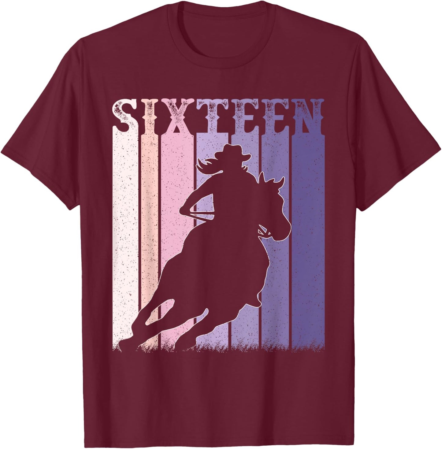 16th Birthday Cowgirl Girls 16 Year Old Rodeo Horse Vintage T-Shirt - T-Shirt | Maroon