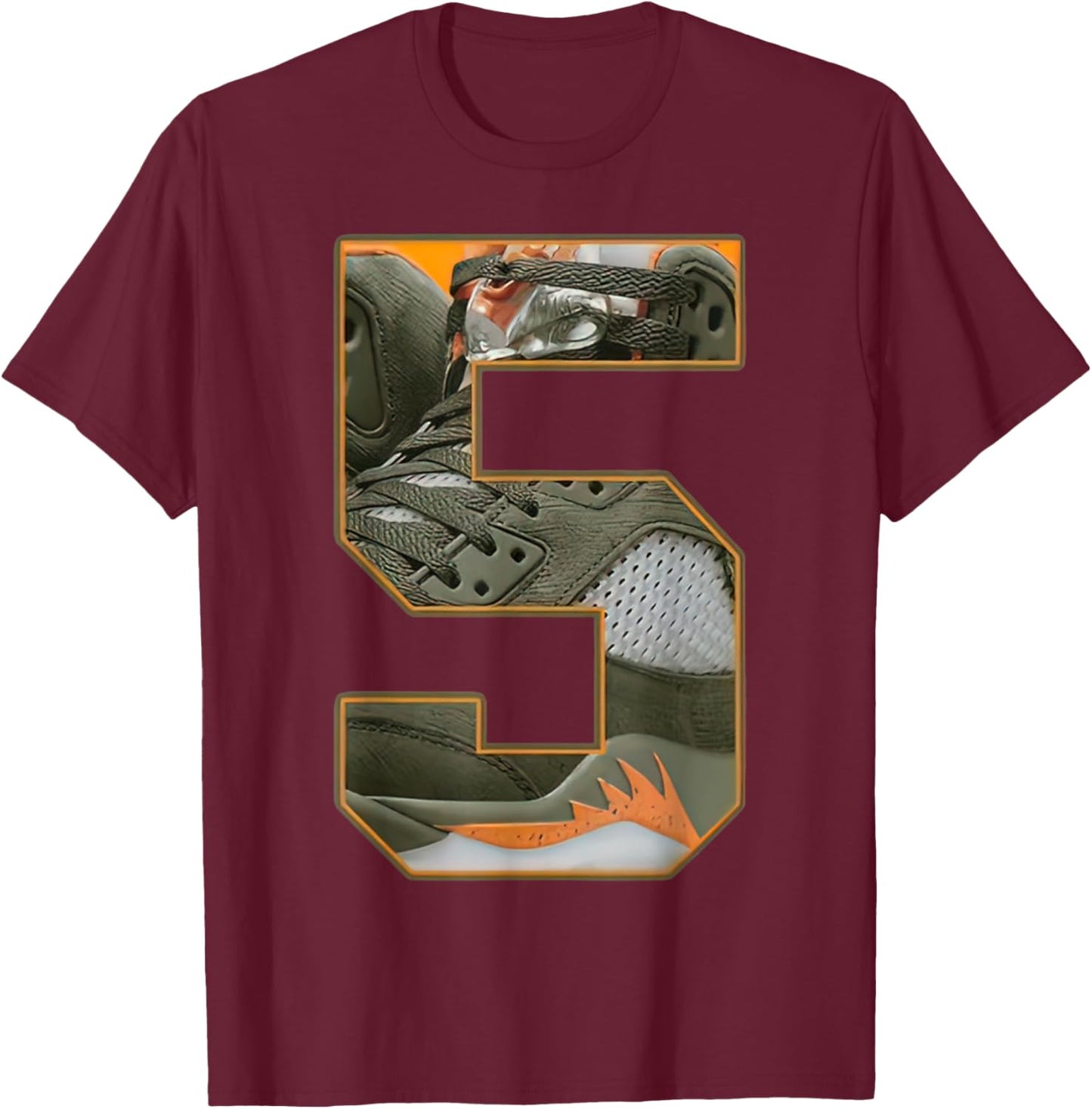 Number 5 Olive 5s Matching Loser Lover Matching T-Shirt - T-Shirt | Maroon
