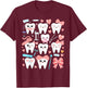 Pink Coquette Bow Cute Teeth Dentist Squad Dental Assistant T-Shirt - T-Shirt | Maroon