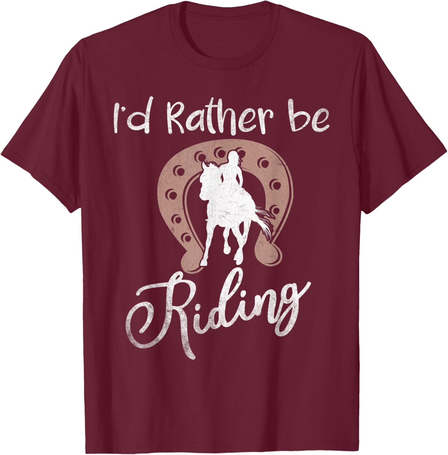 Horse Shirts Girls I'd Rather Be Riding Horseback T-Shirt - T-Shirt | Maroon