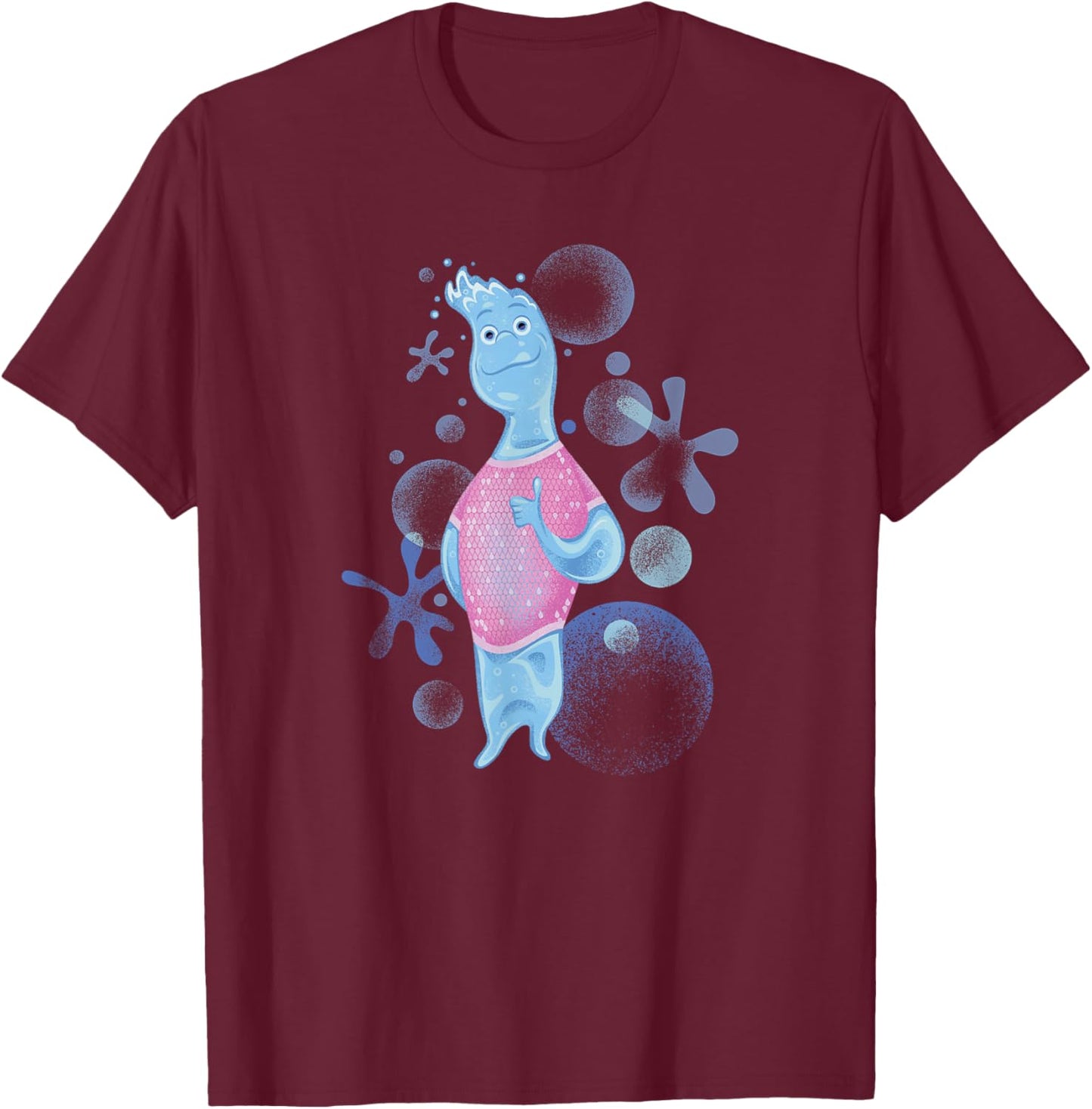 Disney Pixar Elemental Water Patterns Wade Portrait T-Shirt - T-Shirt | Maroon