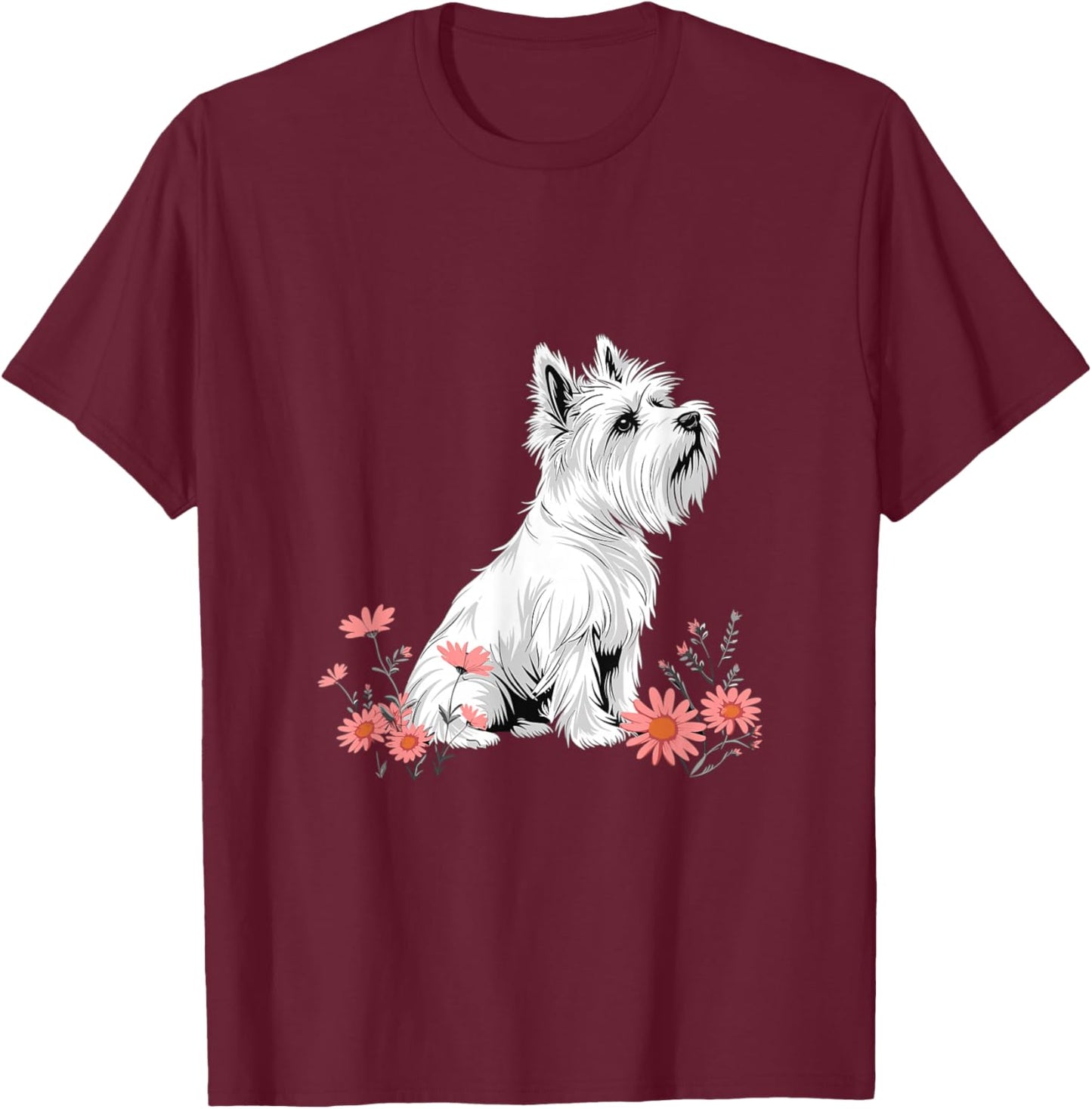 Westie West Highland White Terrier Dog Breed Graphic T-Shirt - T-Shirt | Maroon