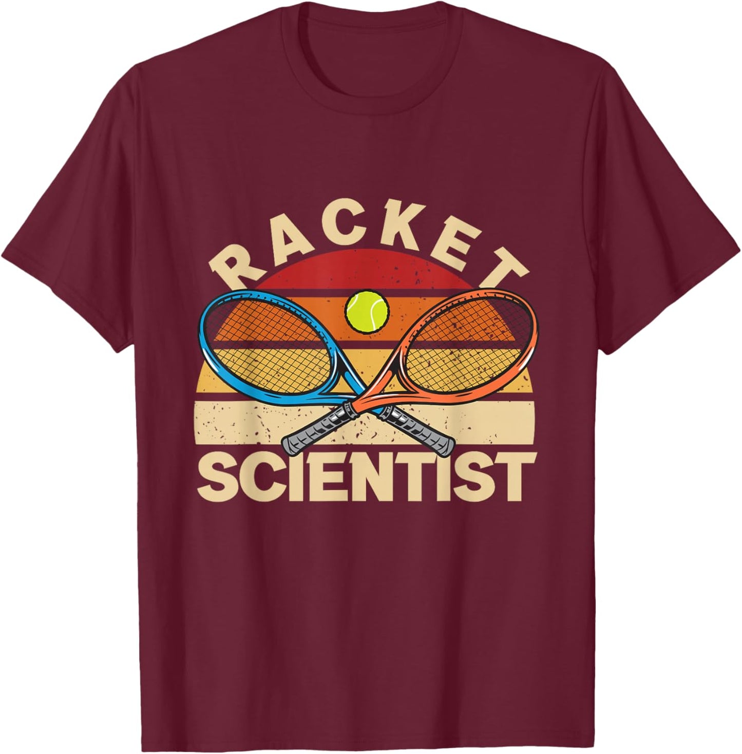 Vintage Racket Scientist | Tennis Ball | Tennis Player T-Shirt - T-Shirt | Maroon