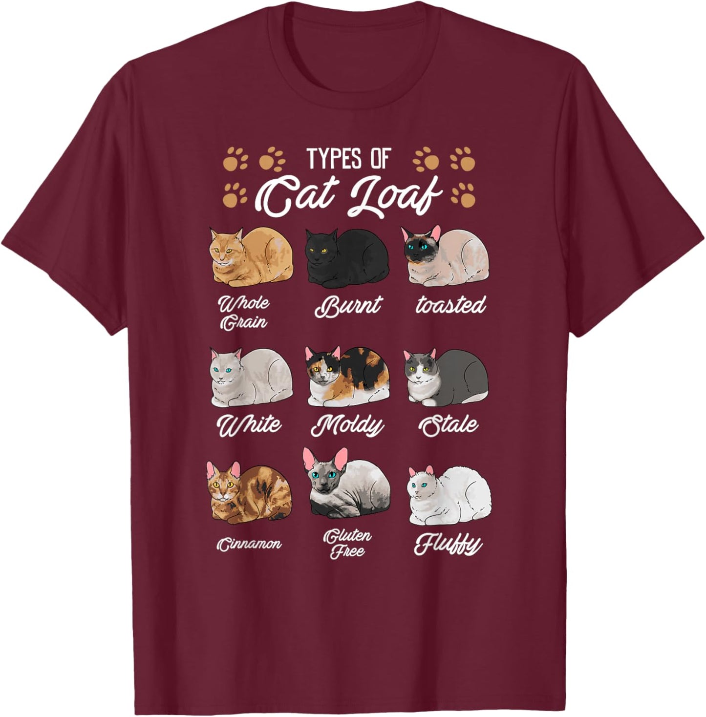 Cat Lover's Kitty Kitten Loaf Shirt - Classic Fit Black T-Shirt - T-Shirt | Maroon