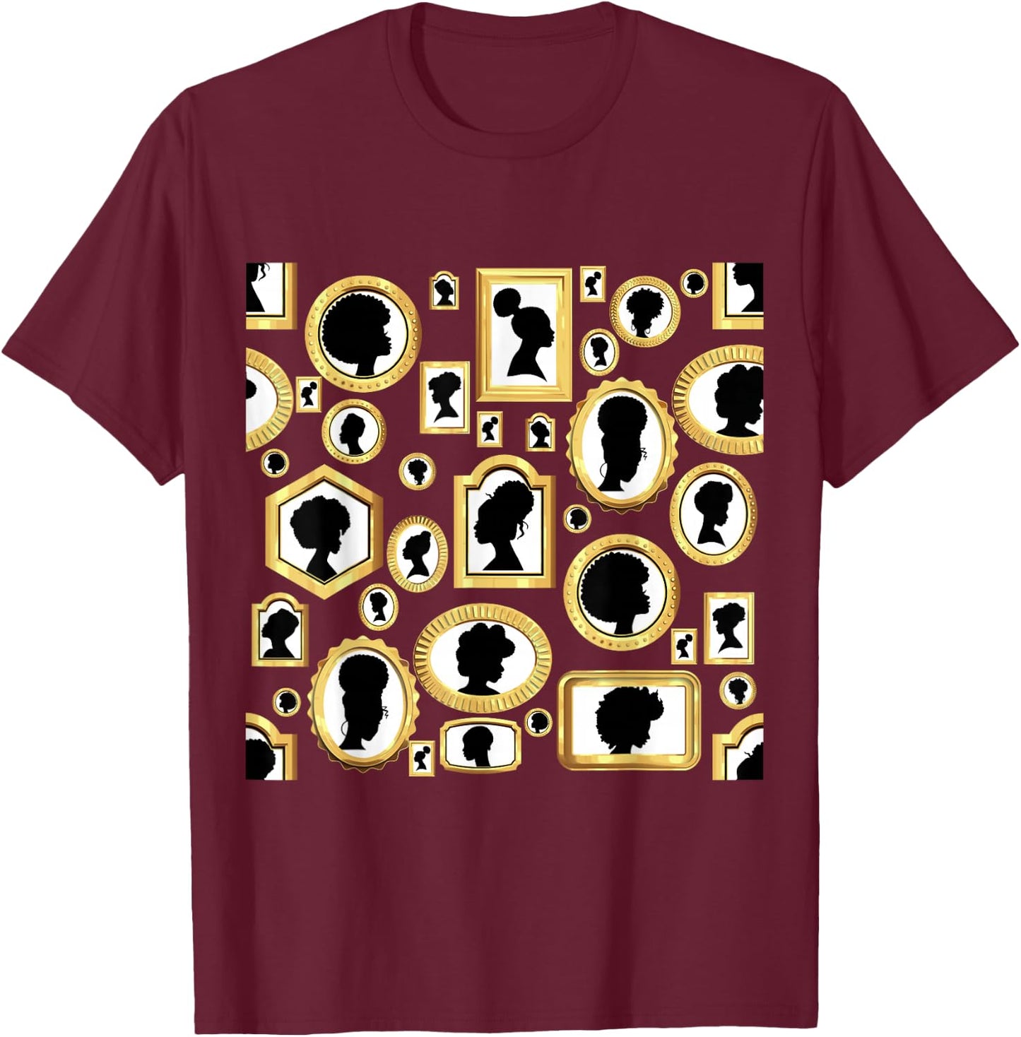Black Beauty Vintage African Cameo Classic Elegant Woman T-Shirt - T-Shirt | Maroon