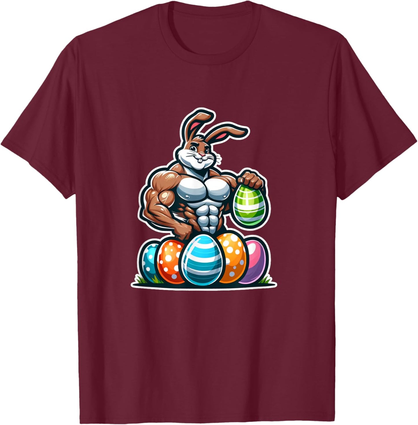 Jacked Easter Bunny Gym T-Shirt - T-Shirt | Maroon