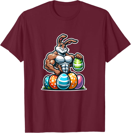 Jacked Easter Bunny Gym T-Shirt - T-Shirt | Maroon