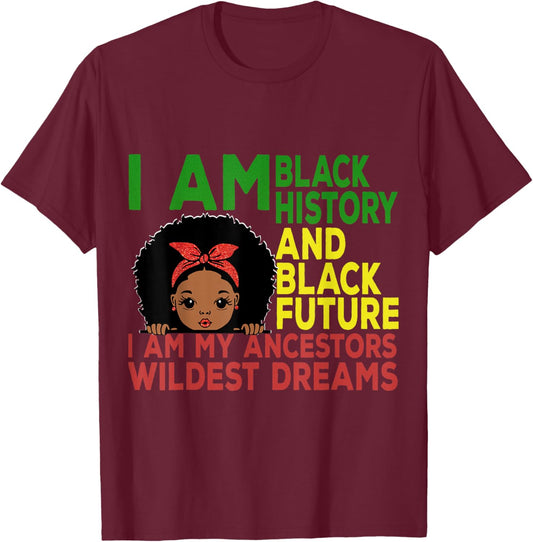 Remembering My Ancestors Celebrate Juneteenth Black Girl Kid T-Shirt - T-Shirt | Maroon