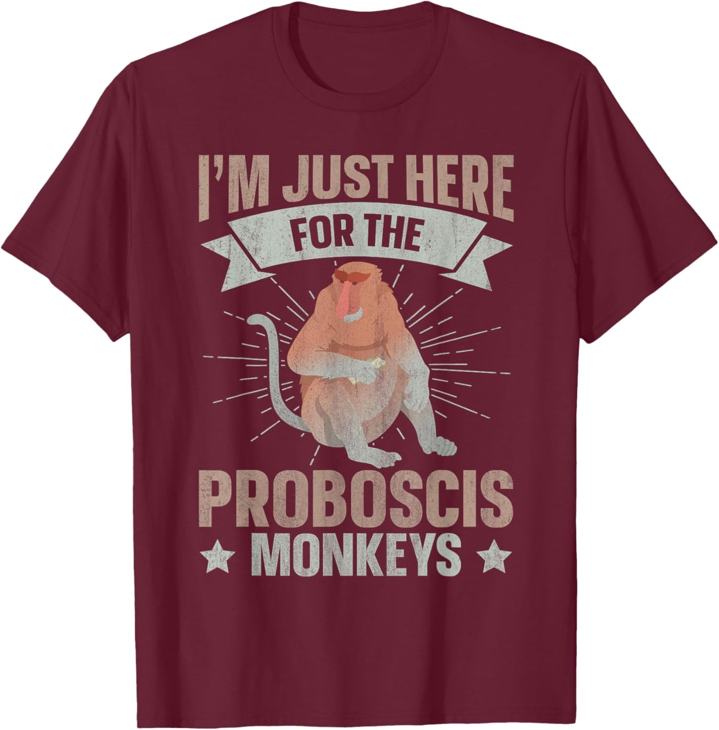 Long Nosed Monkey Design for a Proboscis Monkey Fan T-Shirt - T-Shirt | Maroon