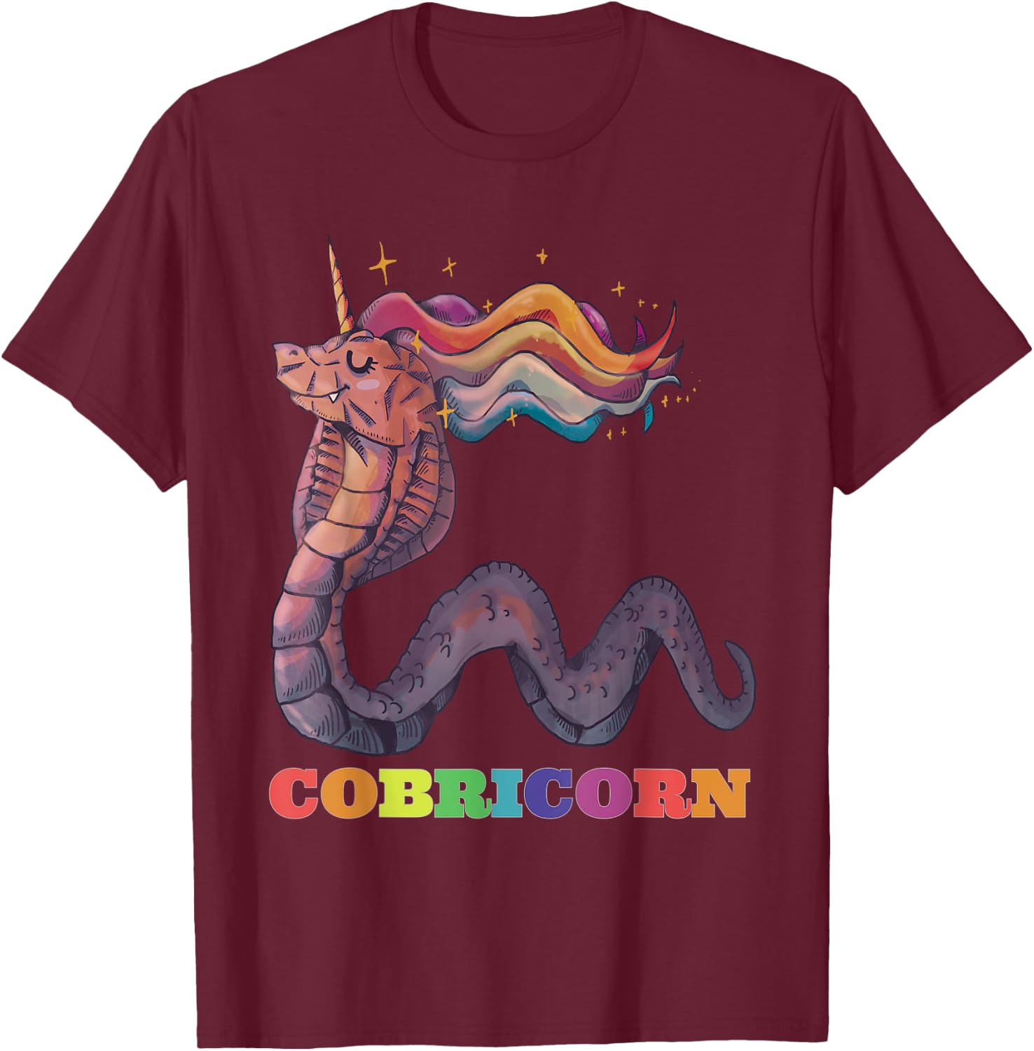 King Cobra Unicorn Cobricorn Funny Snake Lover Gift Cute T-Shirt - T-Shirt | Maroon