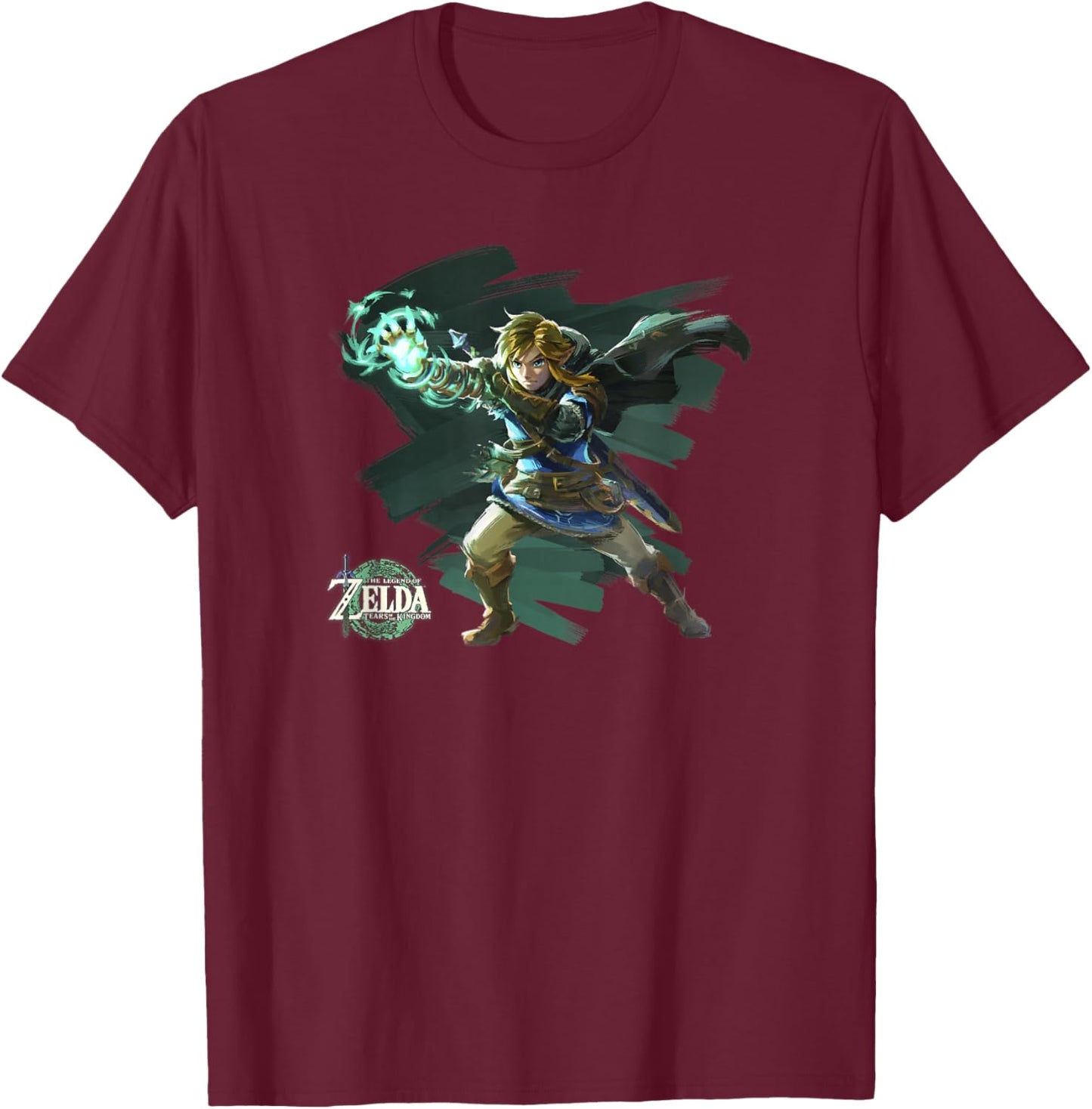The Legend of Zelda Tears Of The Kingdom Link Brush Art T-Shirt - T-Shirt | Maroon