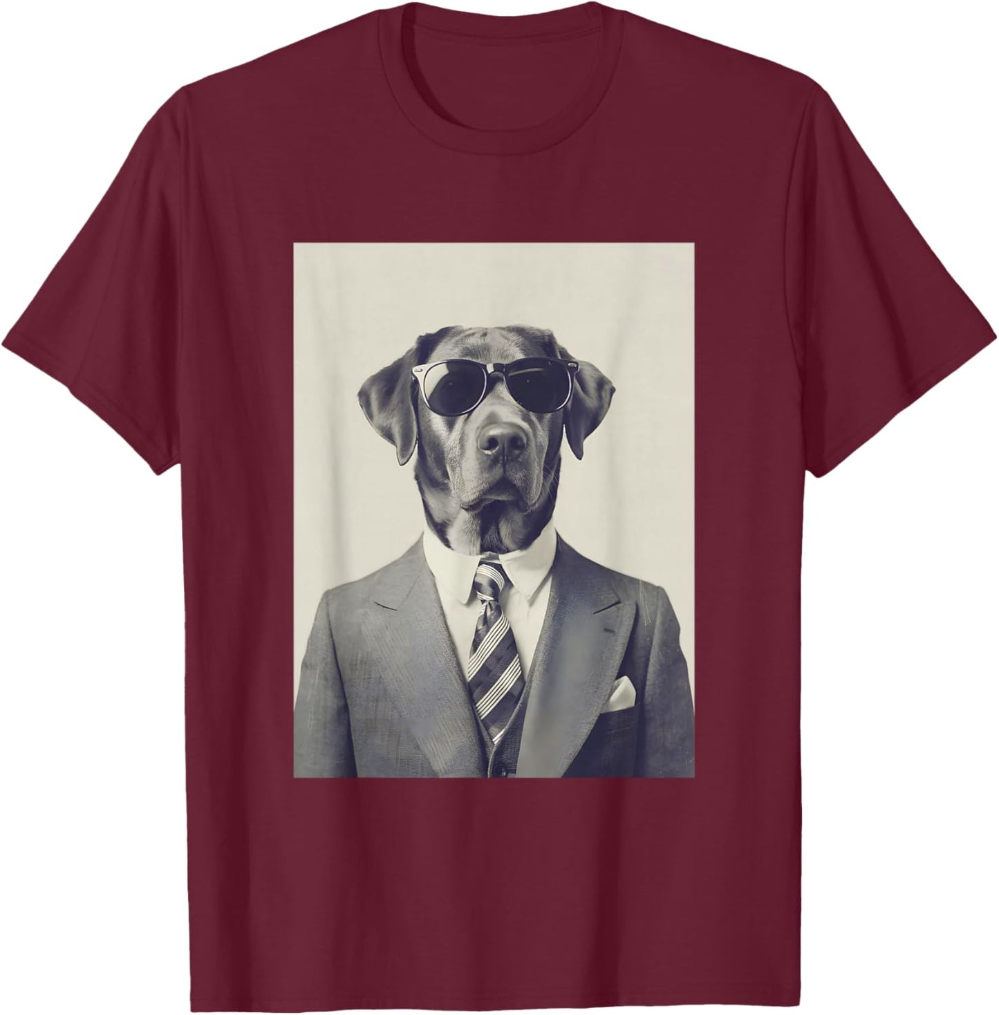 Dog in Suit Funny Dog T-Shirt - T-Shirt | Maroon