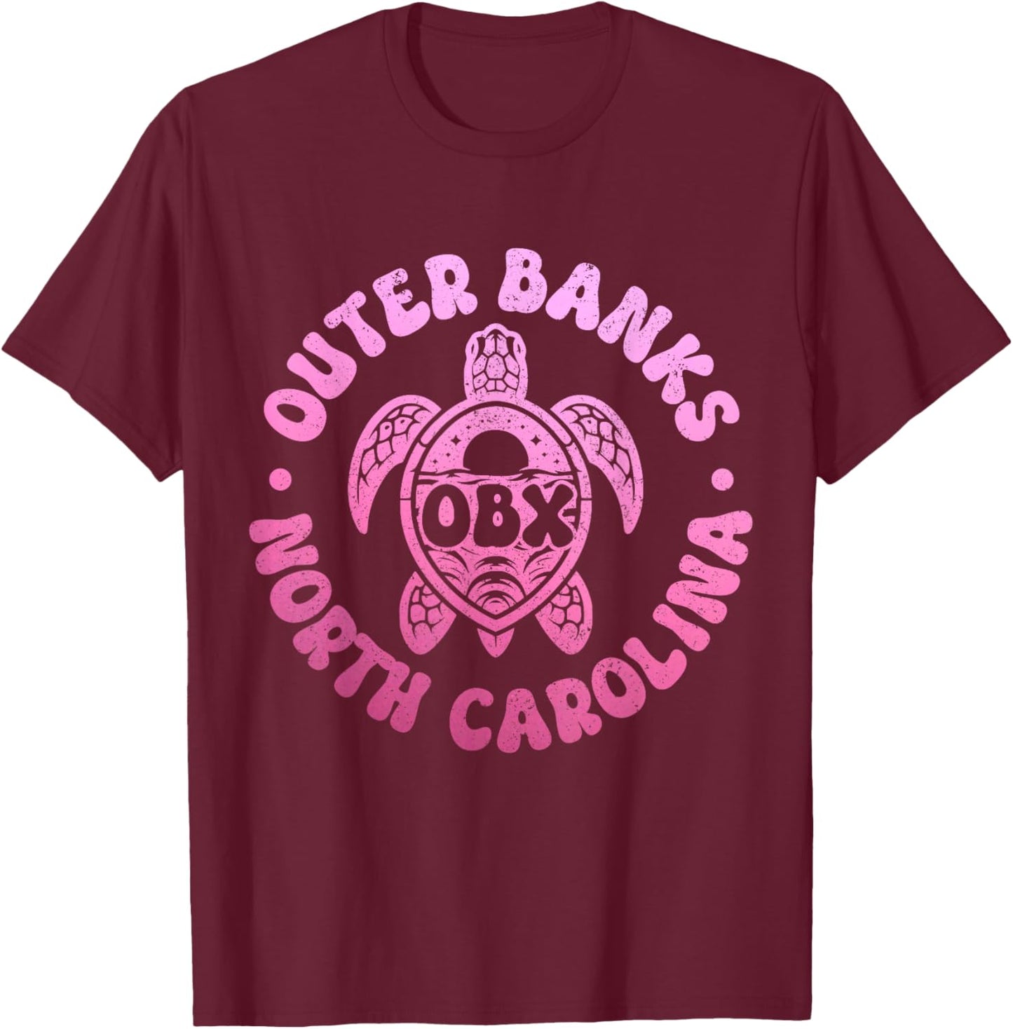 Outer Banks North Carolina Sea Turtle Beach Surf Souvenir T-Shirt - T-Shirt | Maroon