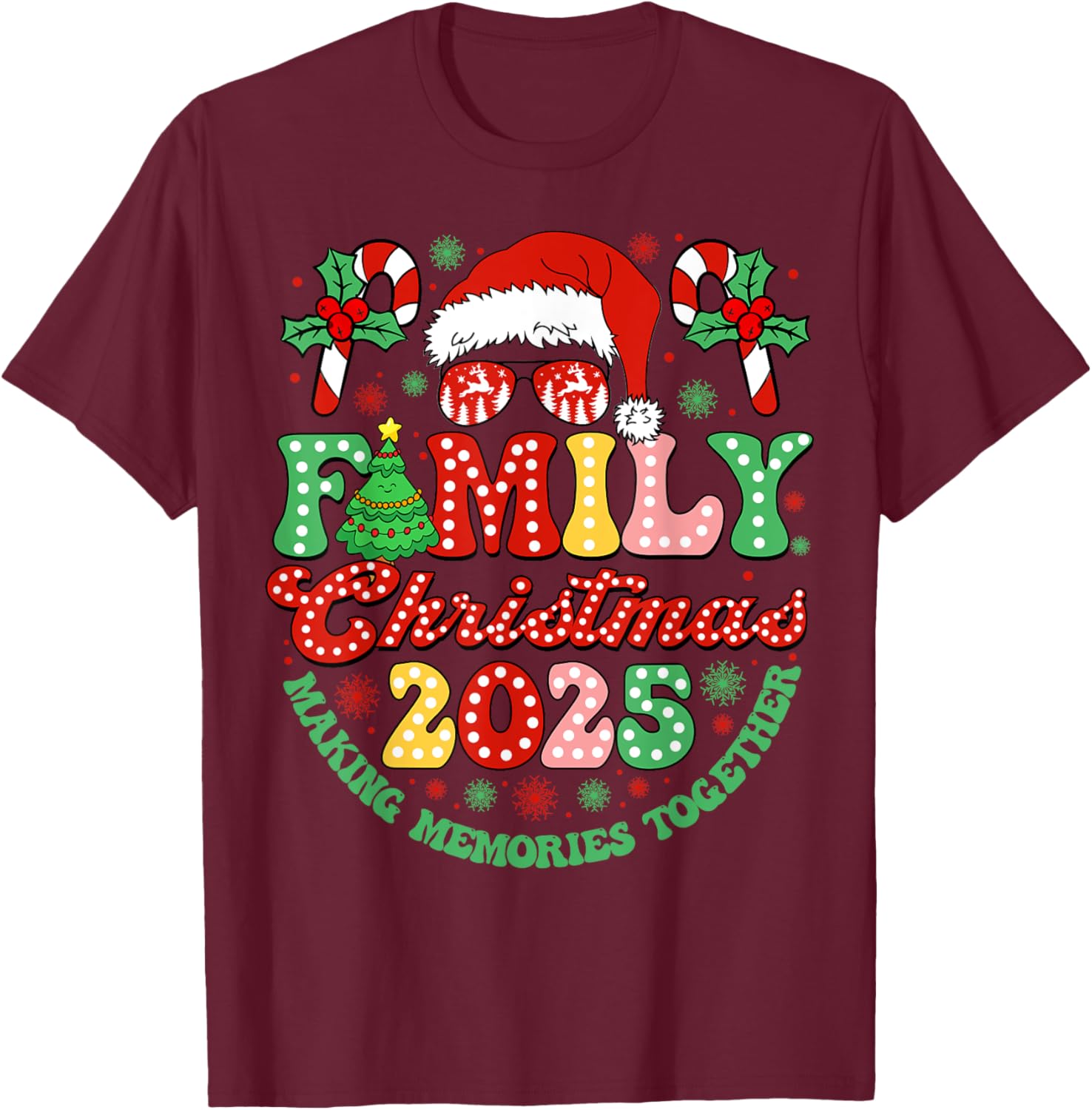 Family Christmas 2025 Christmas Squad Xmas Matching Pajamas T-Shirt - T-Shirt | Maroon