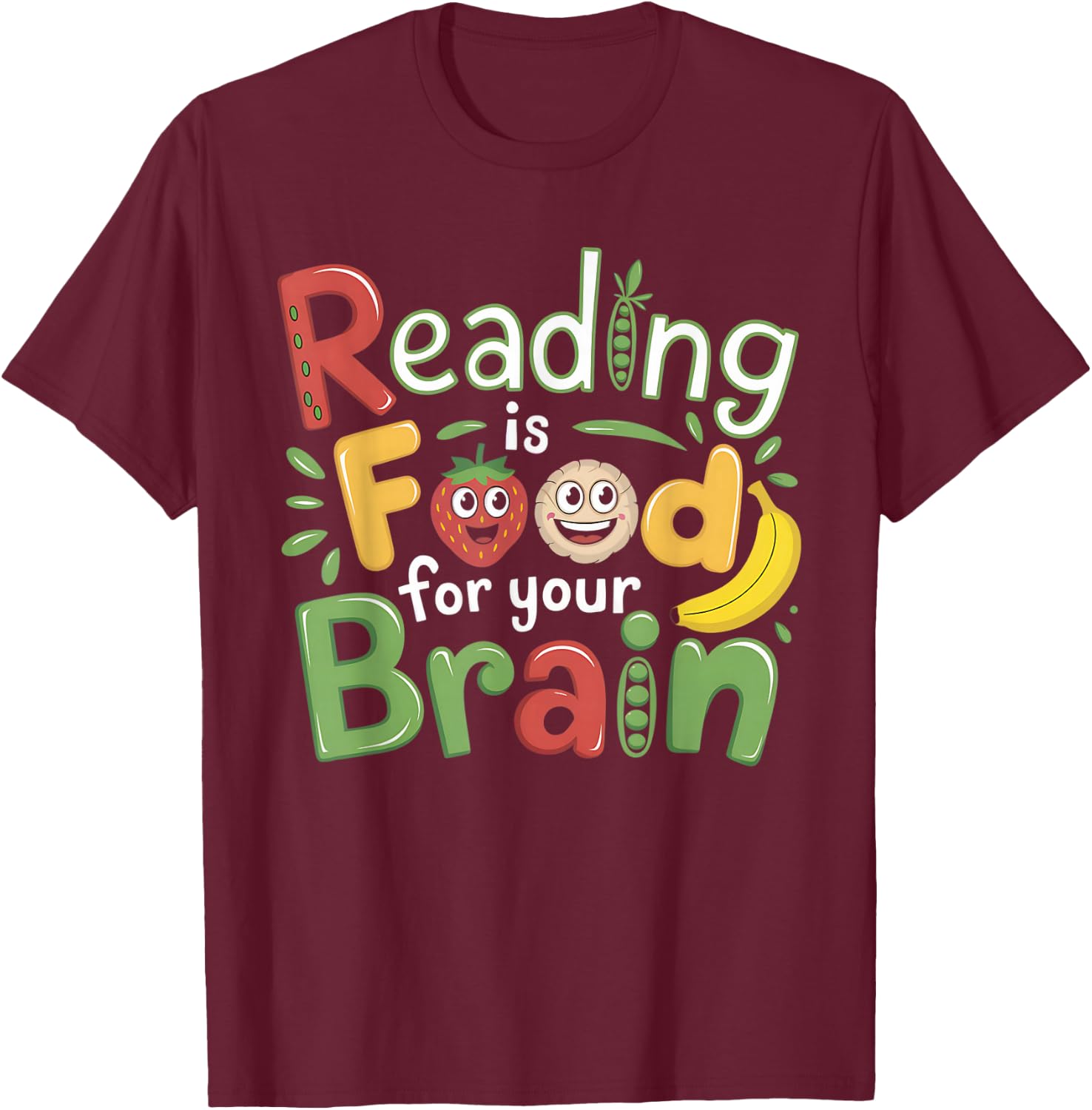 Reading Is Food For Your Brain Children's Books Kids T-Shirt - T-Shirt | Maroon