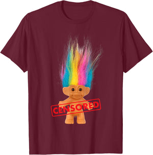 DreamWorks Trolls Censored Rainbow Hair T-Shirt - T-Shirt | Maroon