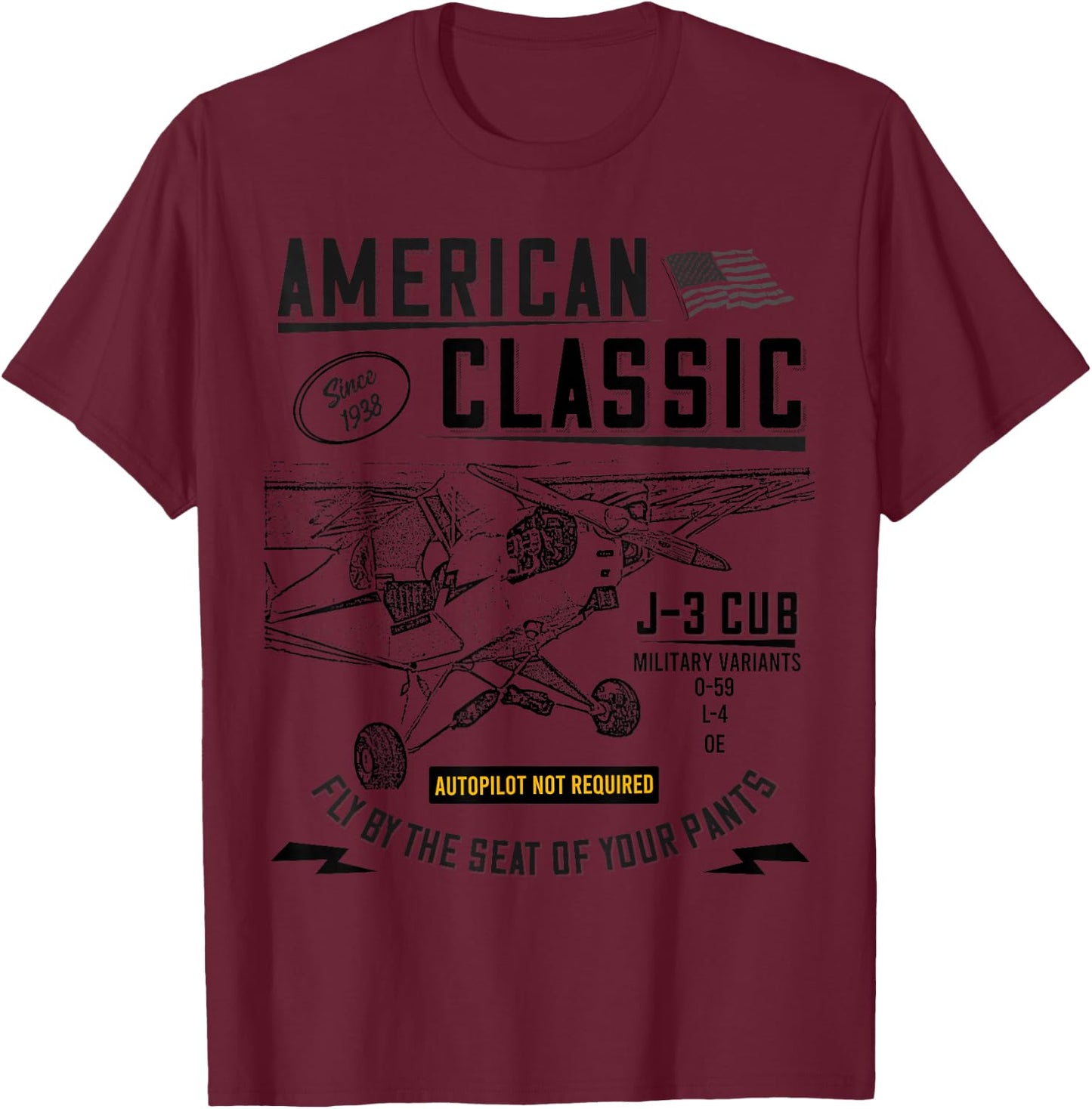 Piper Cub Airplane An American Classic T-Shirt - T-Shirt | Maroon