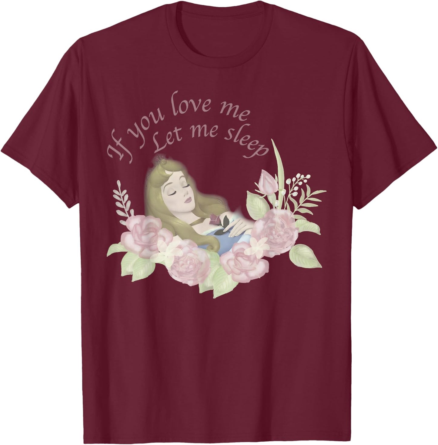 Disney Sleeping Beauty Let Me Sleep Roses Graphic T-Shirt - T-Shirt | Maroon