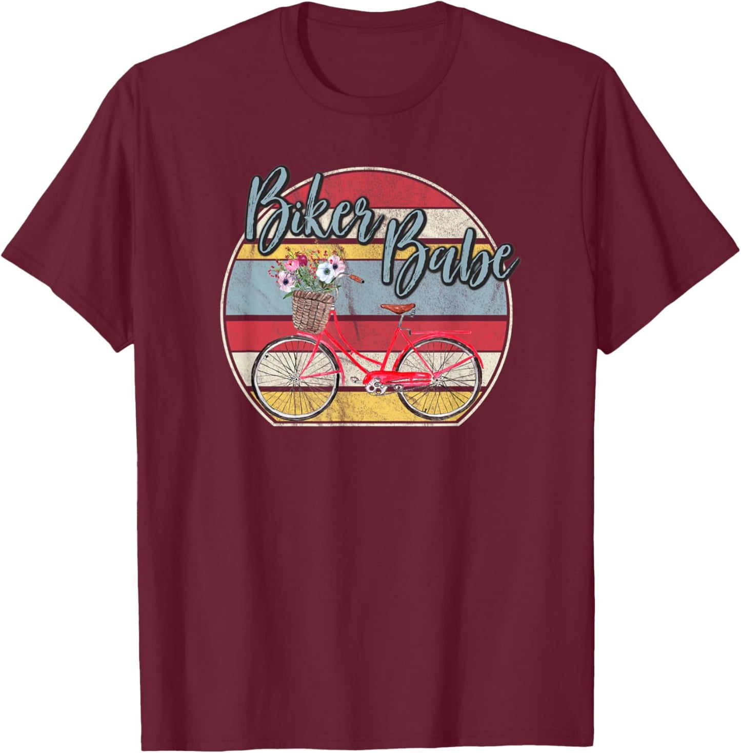 Biker Shirt Biker Babe Bicycle Cyclist Gear Gift T-Shirt - T-Shirt | Maroon