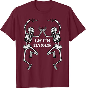 Skeletons Lets Dance Goth Halloween Costume Men Women Kids T-Shirt - T-Shirt | Maroon