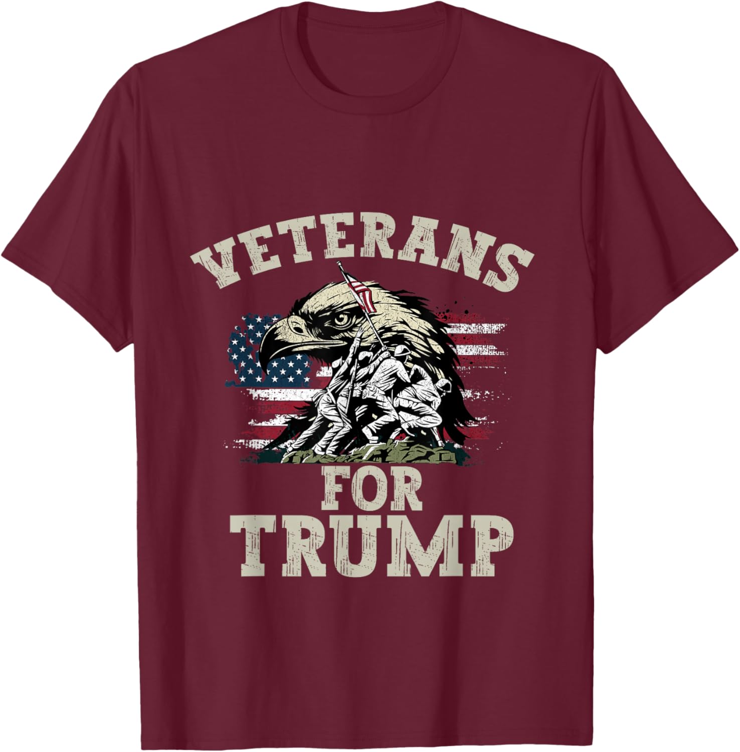 Veterans For Trump 2024 Vintage American Flag Men Women T-Shirt - T-Shirt | Maroon