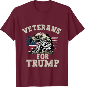 Veterans For Trump 2024 Vintage American Flag Men Women T-Shirt - T-Shirt | Maroon