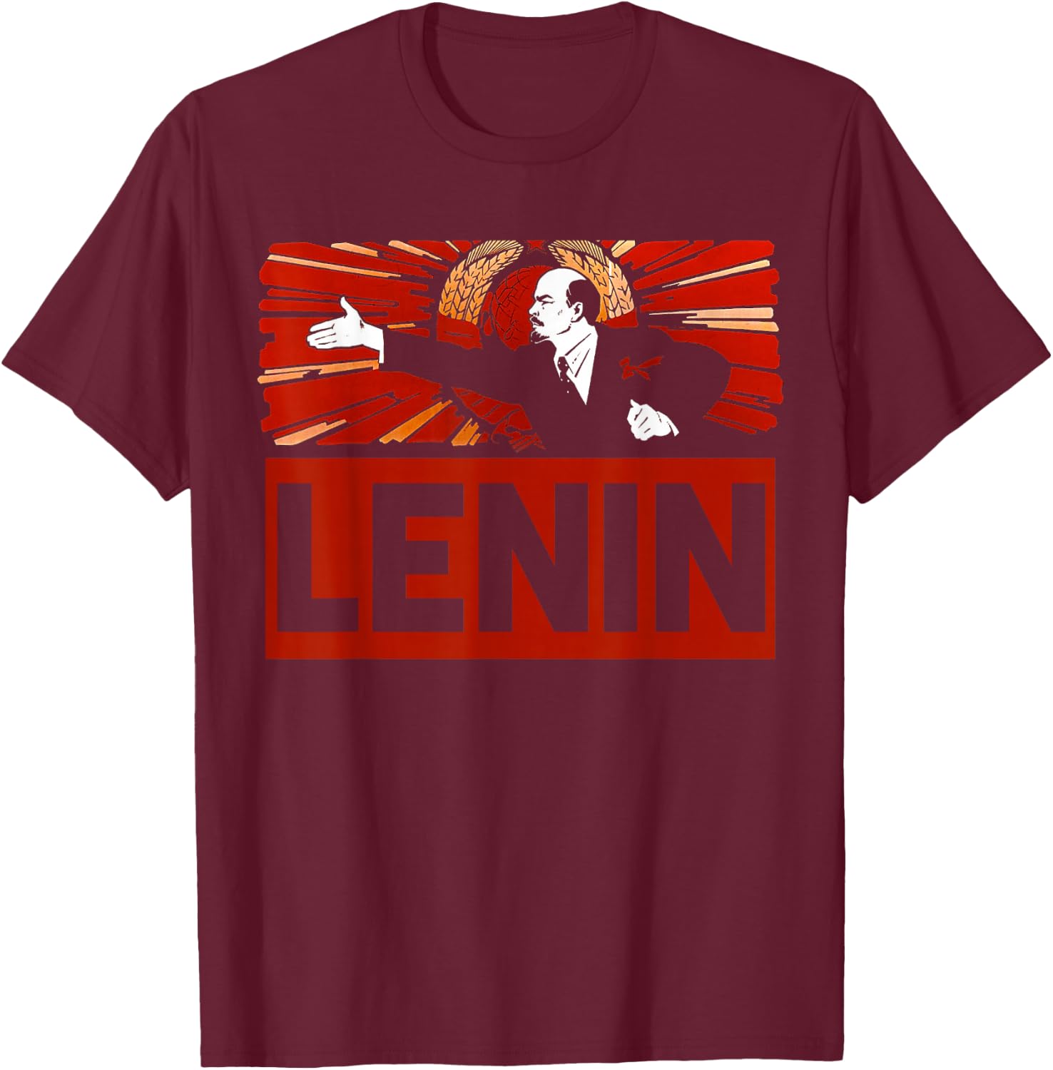 Lenin Retro Vintage Soviet Propaganda. SOVI8 T. T-Shirt - T-Shirt | Maroon