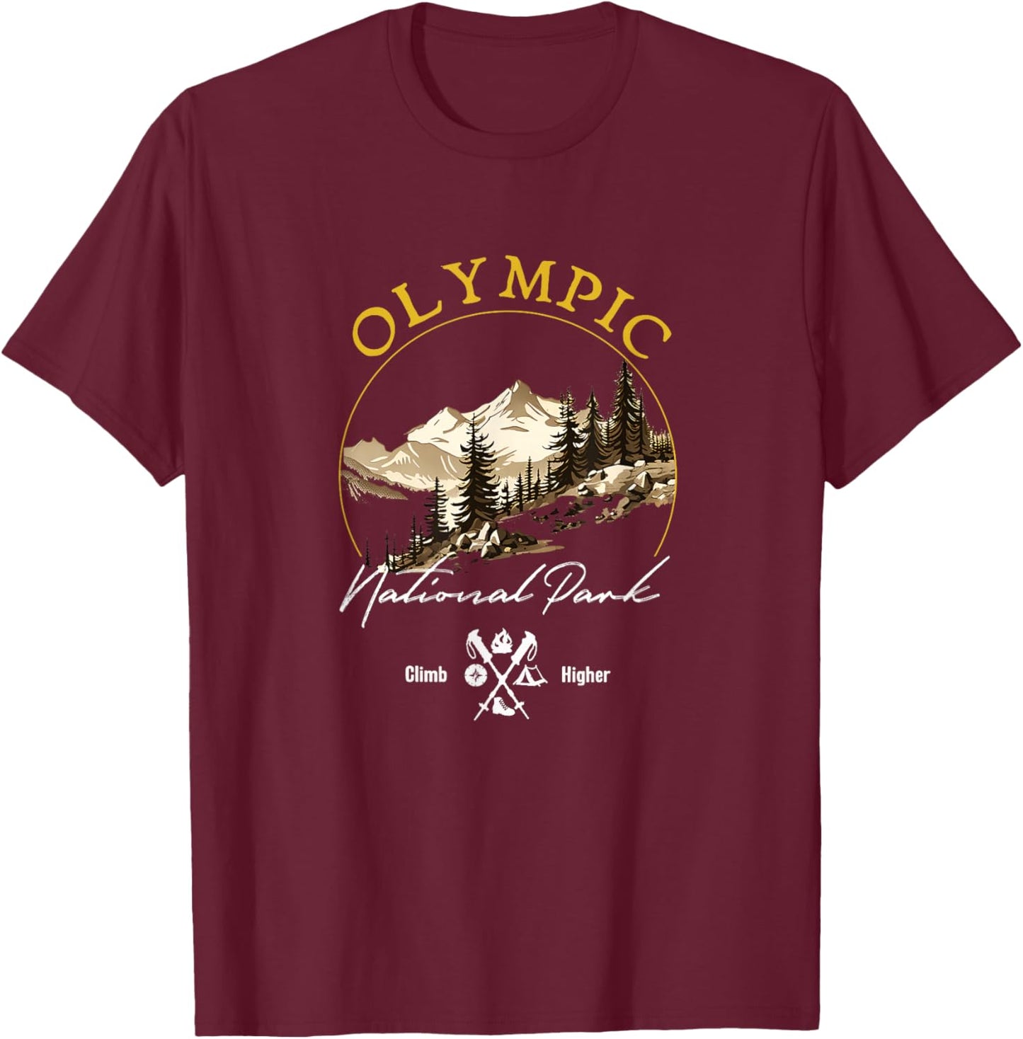 Olympic National Park Retro Vintage Apparel - Souvenir T-Shirt - T-Shirt | Maroon