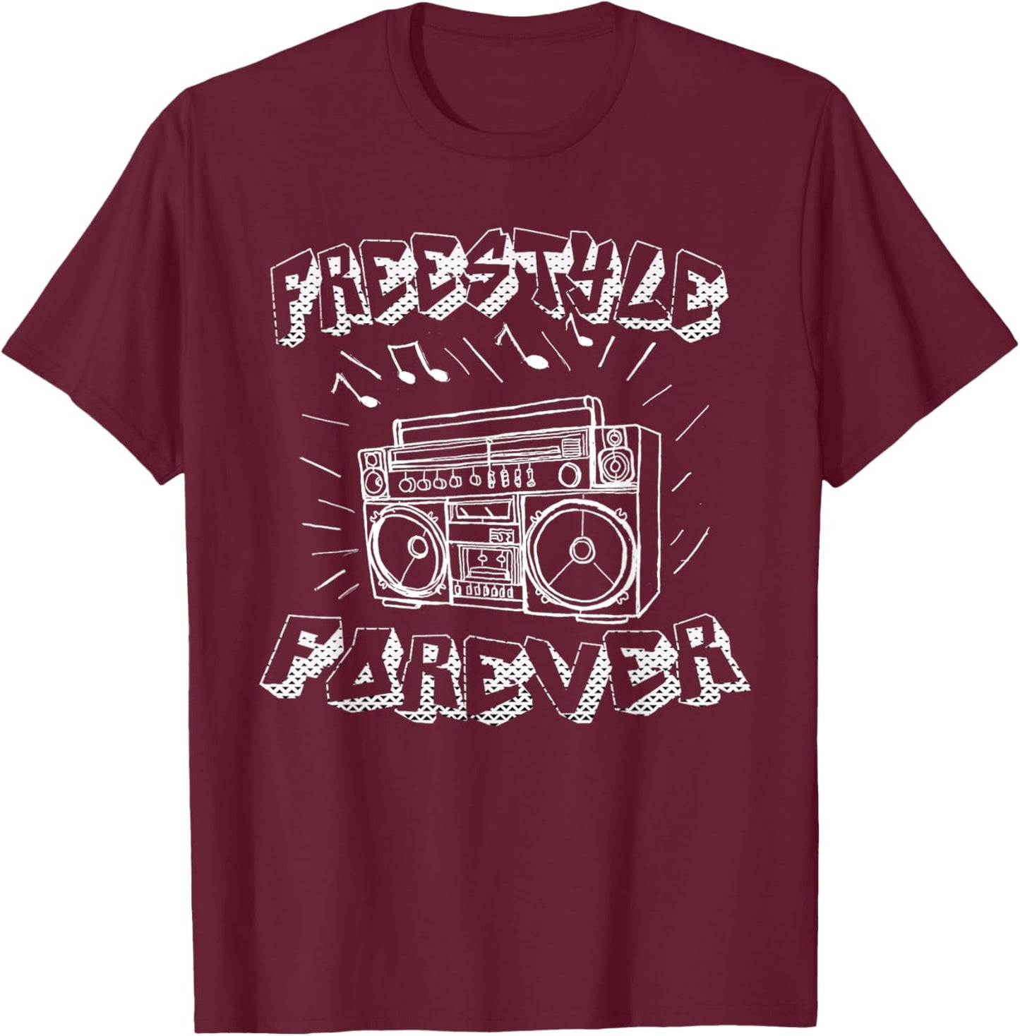 Freestyle Forever Graffiti Boombox 80's Music T-Shirt - T-Shirt | Maroon