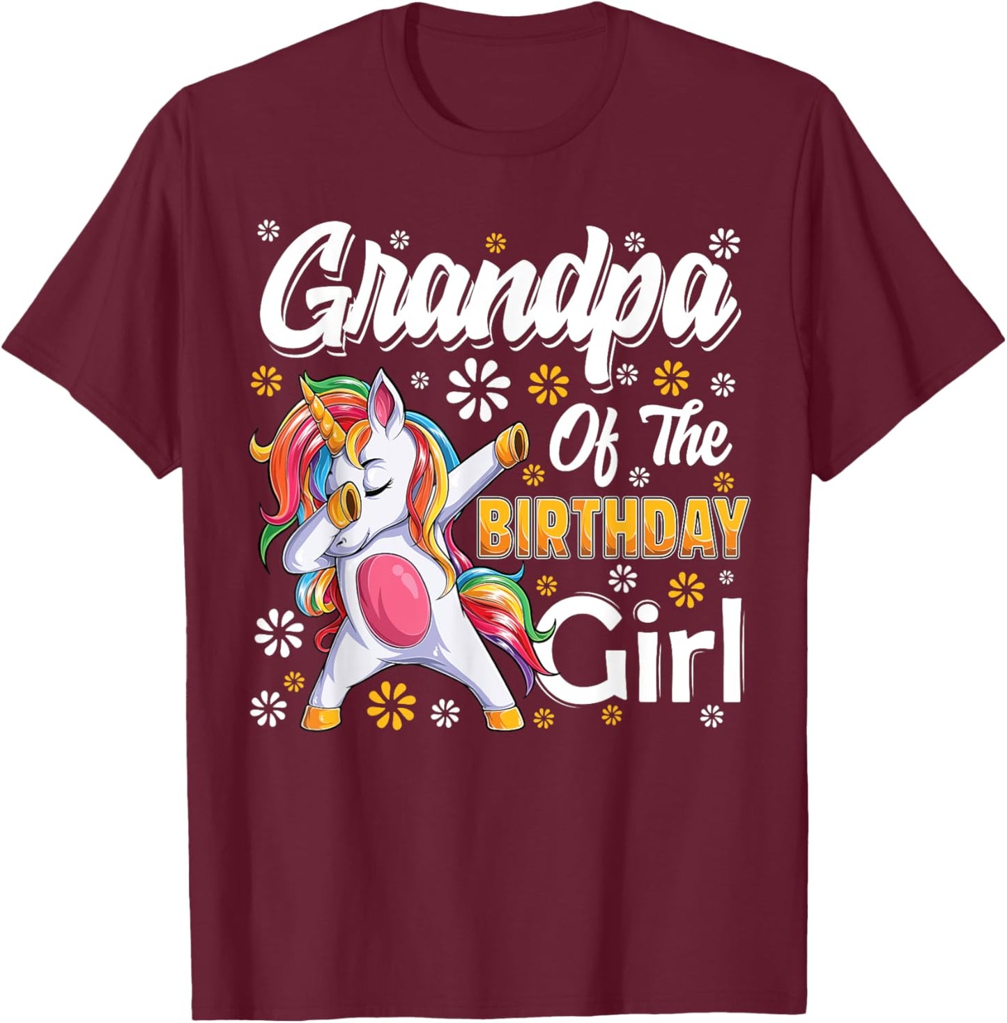 awesome dabbing unicorn birthday Grandpa Family Matching T-Shirt - T-Shirt | Maroon
