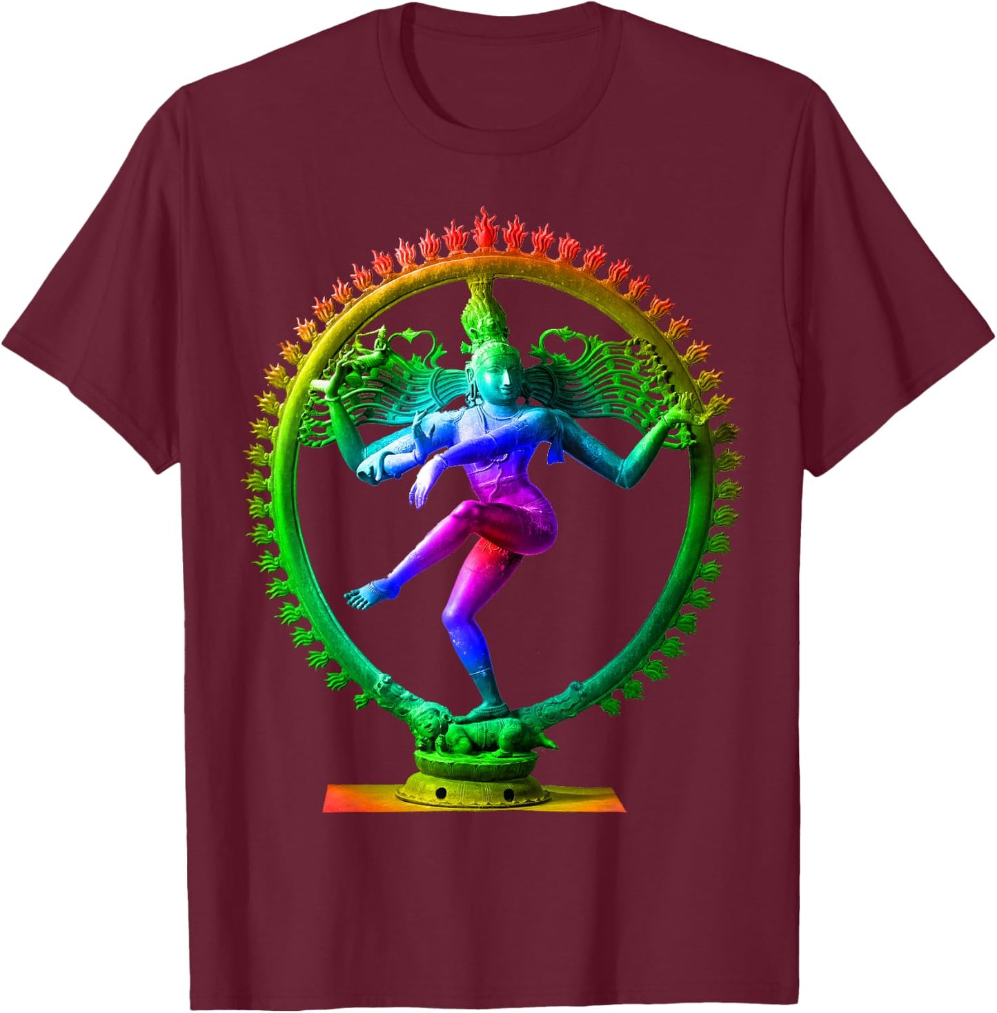 Lord Shiva Nataraja Statue dancing Divine Tandava Hindu gift T-Shirt - T-Shirt | Maroon