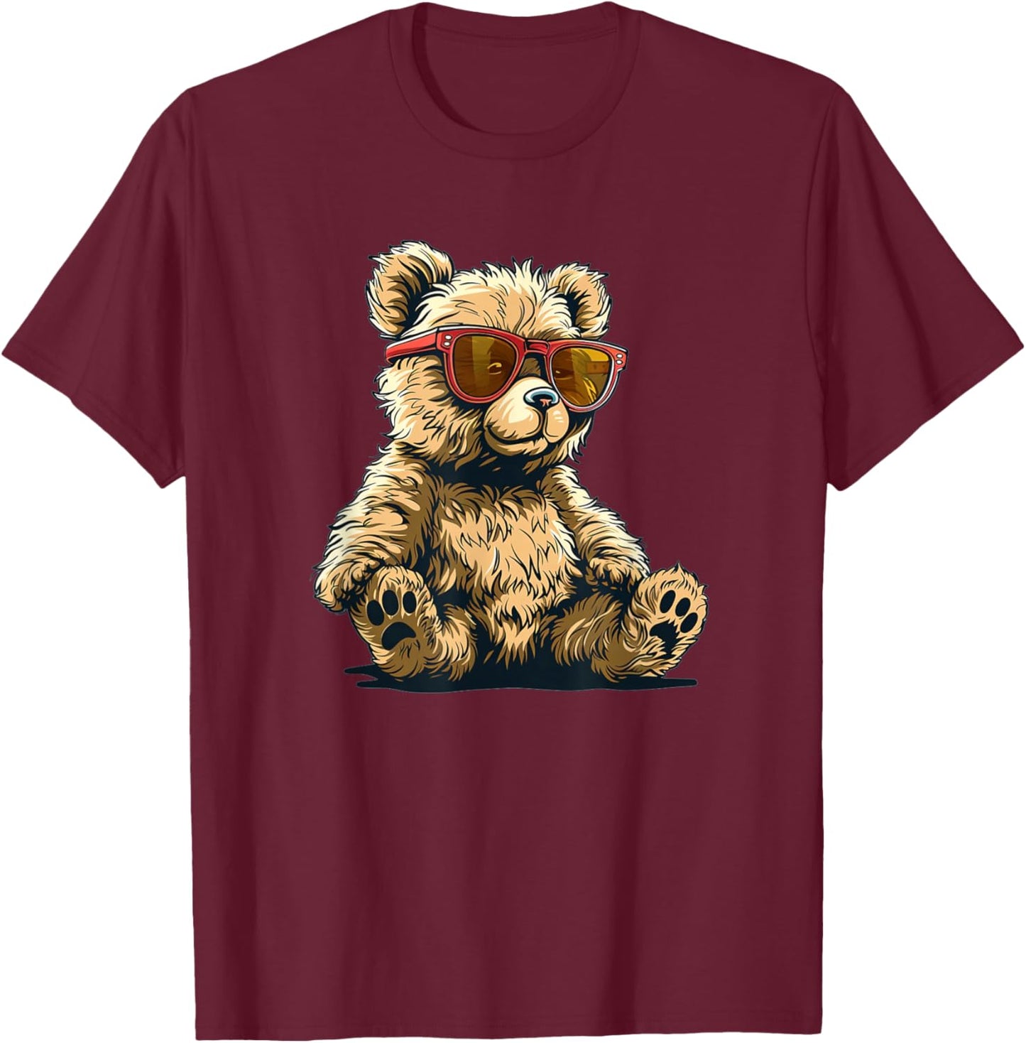 Cool Teddy bear with sunglasses outfit for boys and girls T-Shirt - T-Shirt | Maroon