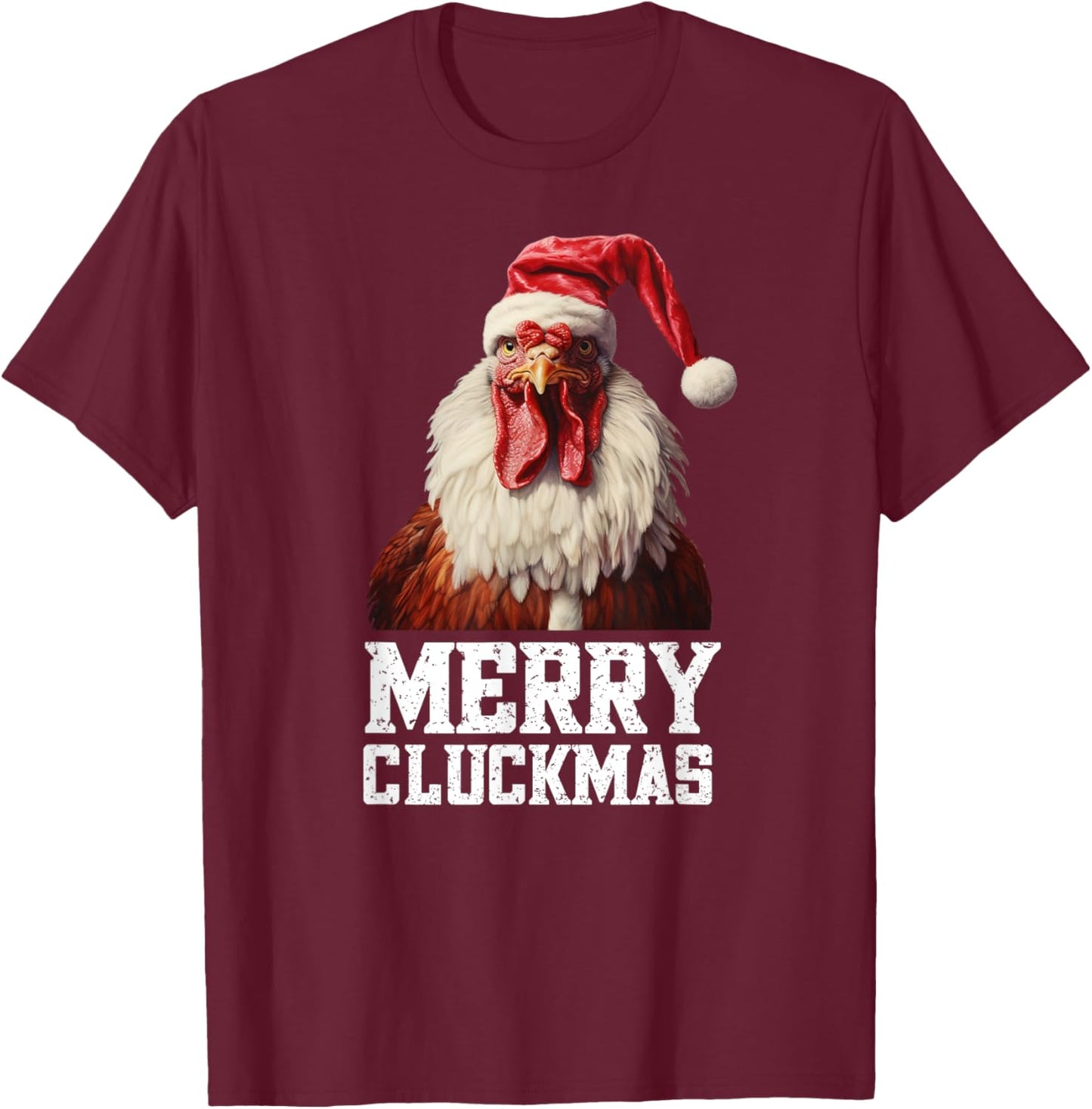 Funny Chicken Santa Farm Bird Xmas Humor Rooster Christmas T-Shirt - T-Shirt | Maroon