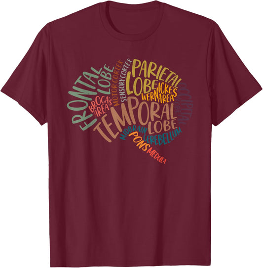 Anatomy Of The Brain Nurse Brain Anatomy T-Shirt - T-Shirt | Maroon