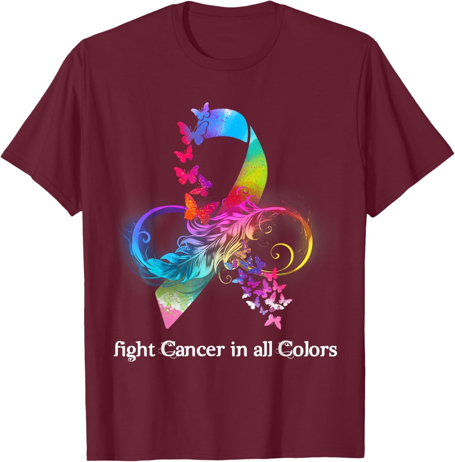 Fight Cancer In All Color Breast Cancer Awareness T-Shirt - T-Shirt | Maroon