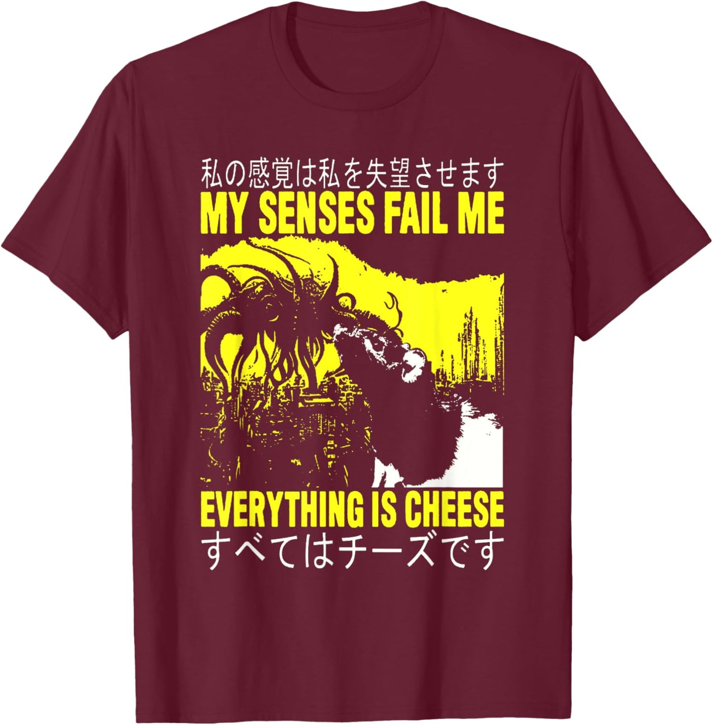 My Senses Fail Me Rat Everything is Cheese Rat T-Shirt - T-Shirt | Maroon