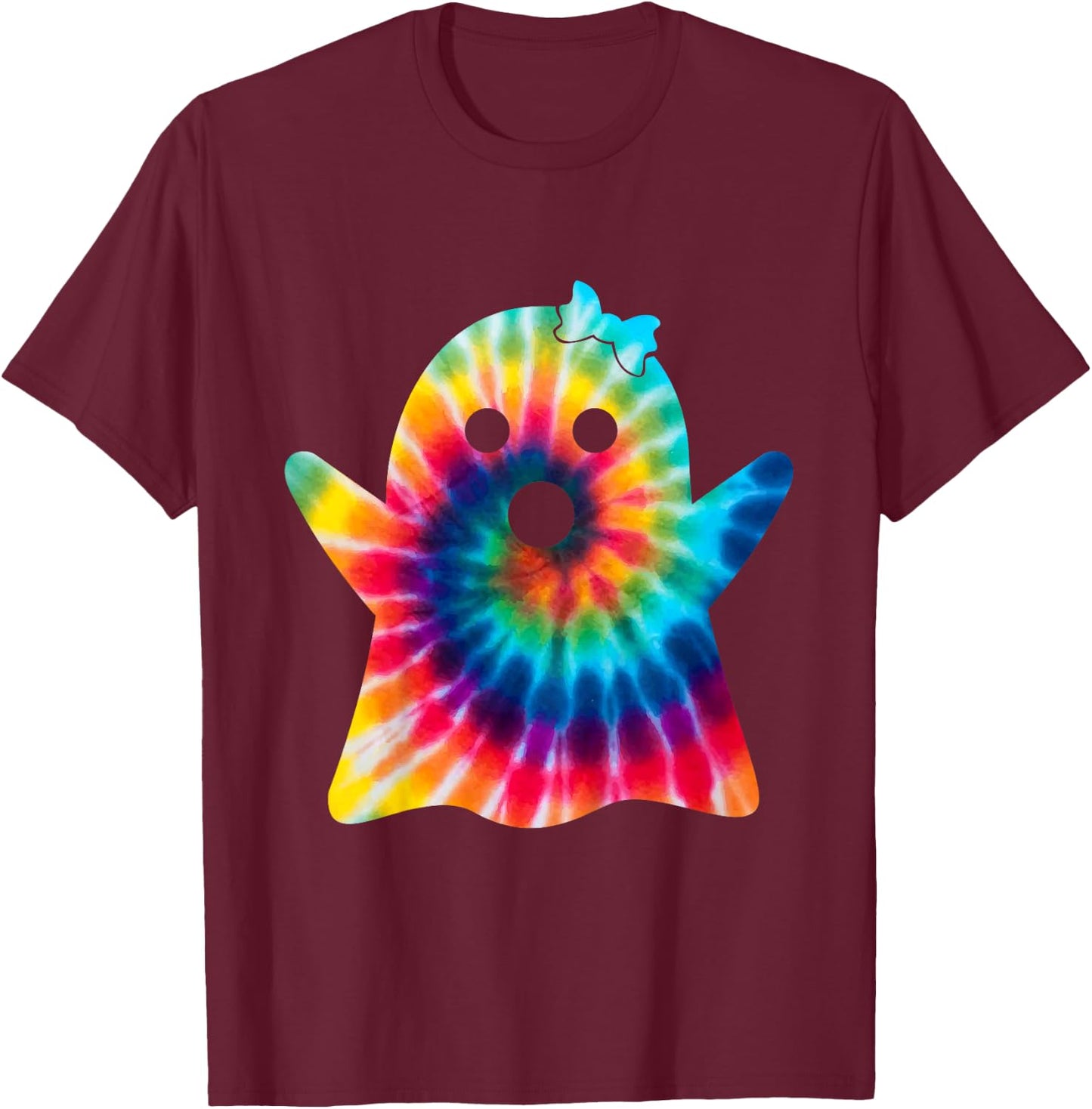 Kids Funny Ghost Costume Tie Dye For Girls Halloween Party 2024 T-Shirt - T-Shirt | Maroon