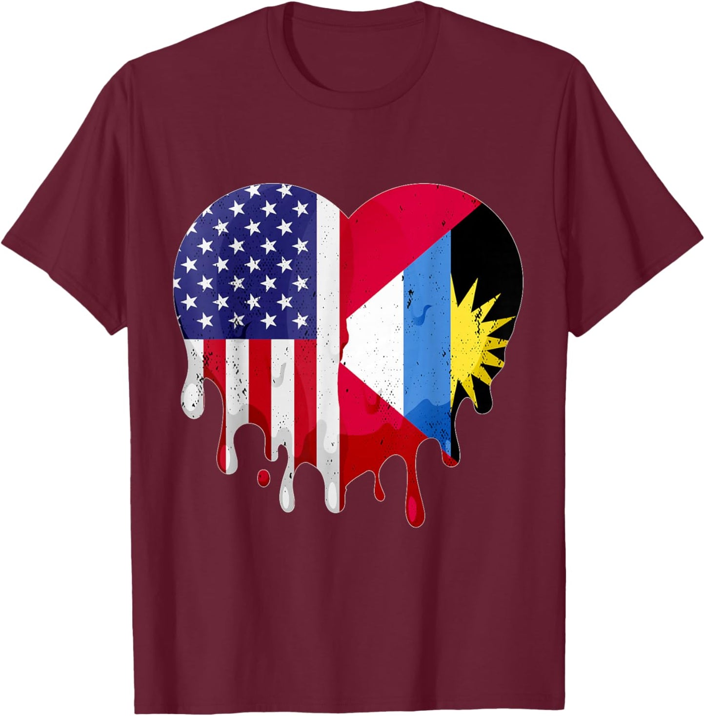Antigua American Patriot Grown Country Melting Heart T-Shirt - T-Shirt | Maroon