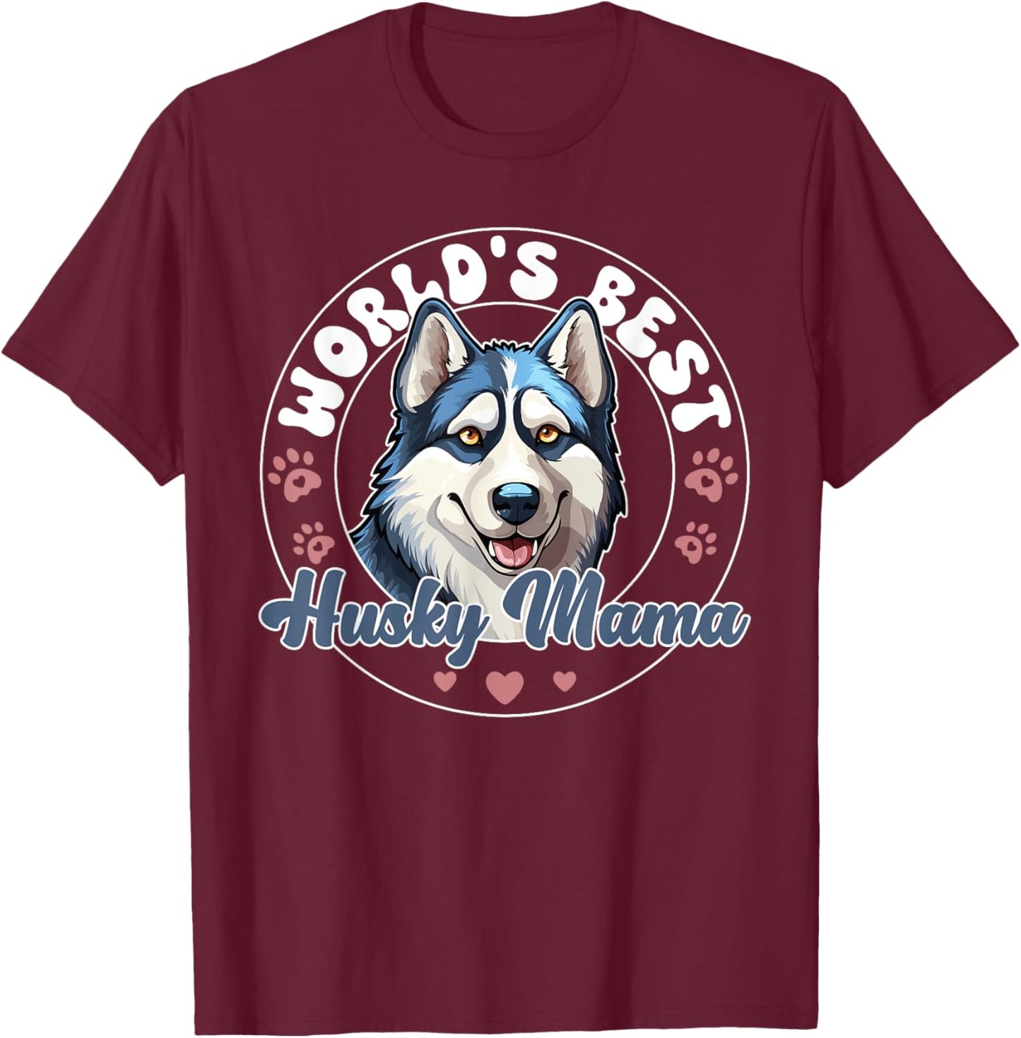 Siberian Husky Groovy World's Best Husky Mama T-Shirt - T-Shirt | Maroon