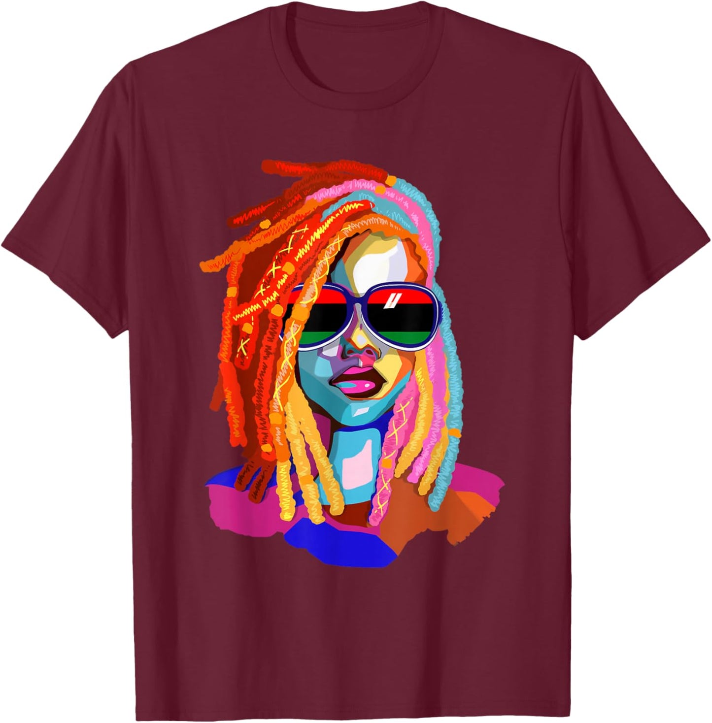 Afro Woman Black Queen Art Black History Juneteenth T-Shirt - T-Shirt | Maroon