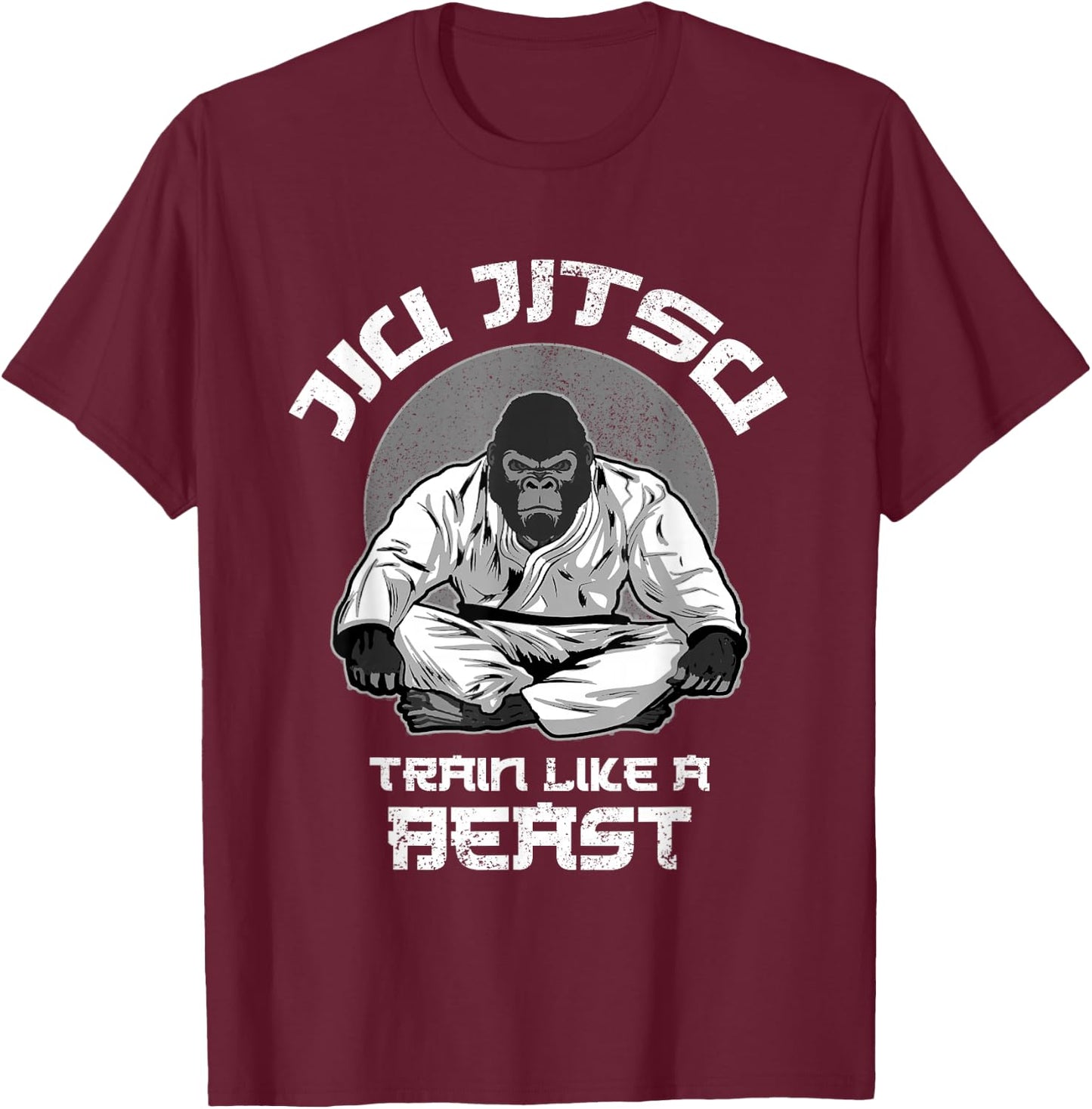 Train like a Beast Jiu Jitsu, BJJ Grappling MMA Gorilla T-Shirt - T-Shirt | Maroon