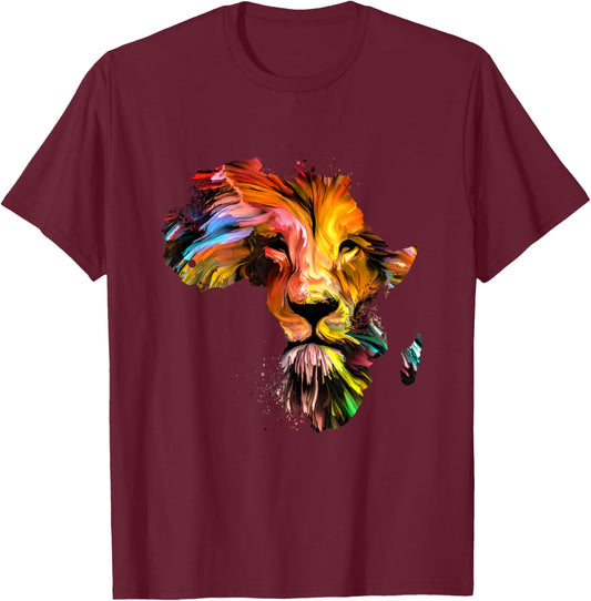 Vintage African Lion | Lion Face | Zoo Animal | Lion T-Shirt - T-Shirt | Maroon