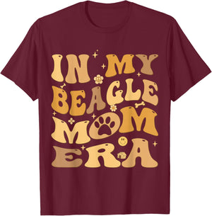 In My Beagle Mom Era Groovy T-Shirt - T-Shirt | Maroon