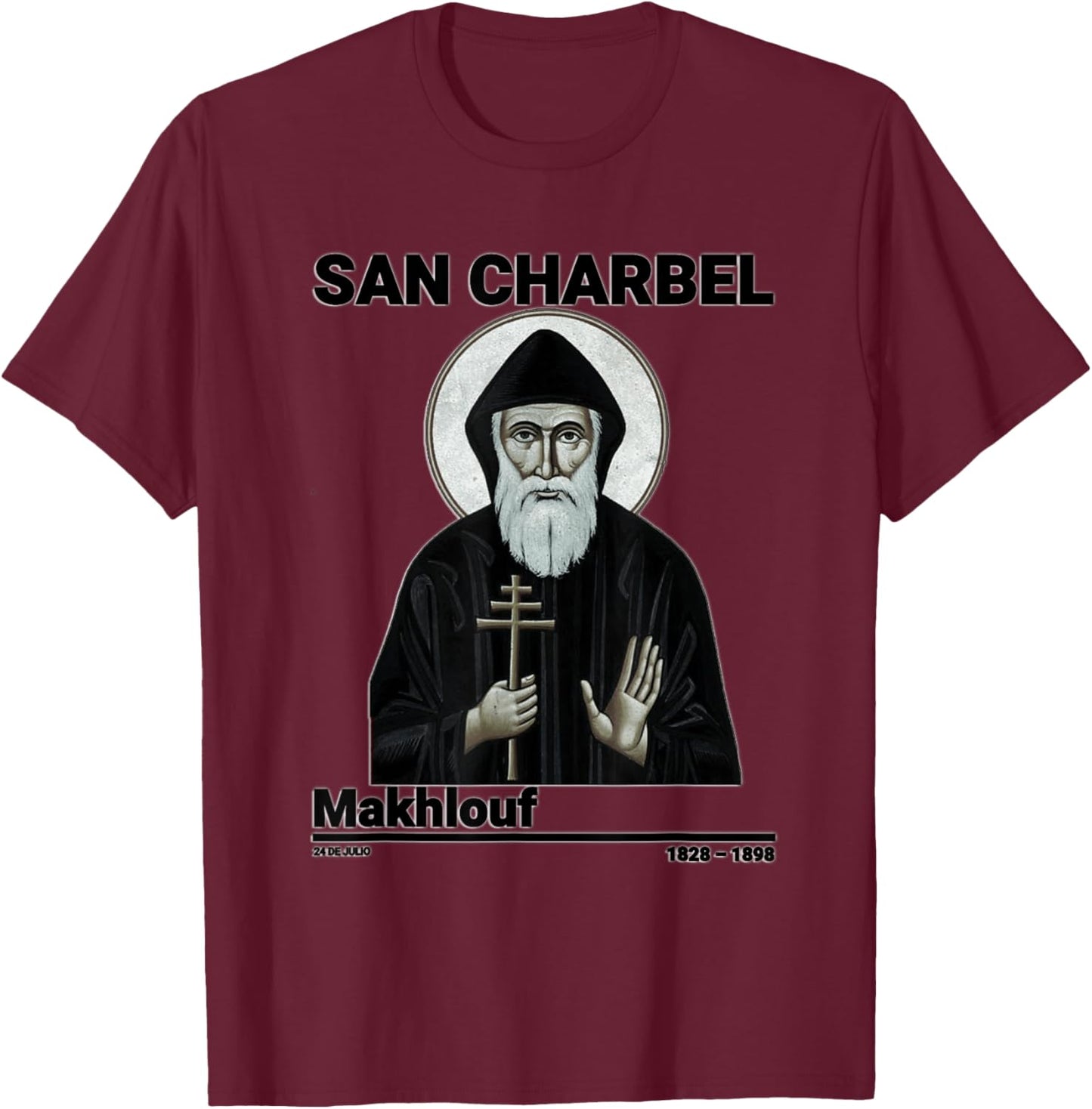 San Charbel Makhlouf, Saint Charbel T-Shirt - T-Shirt | Maroon